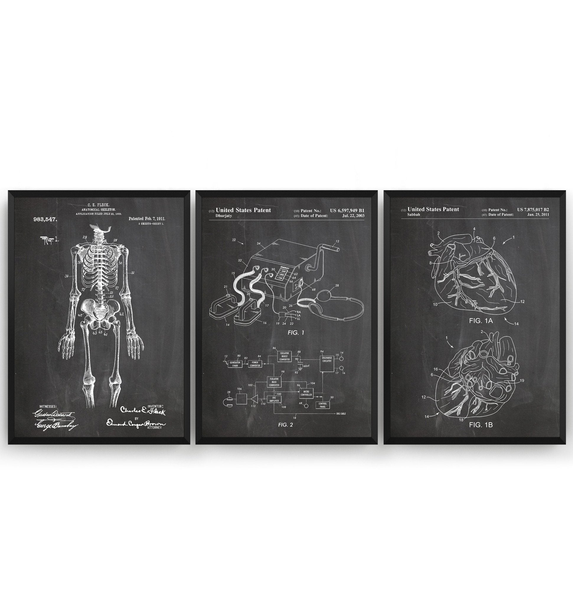 Anatomical Set Of 3 Patent Prints - Magic Posters