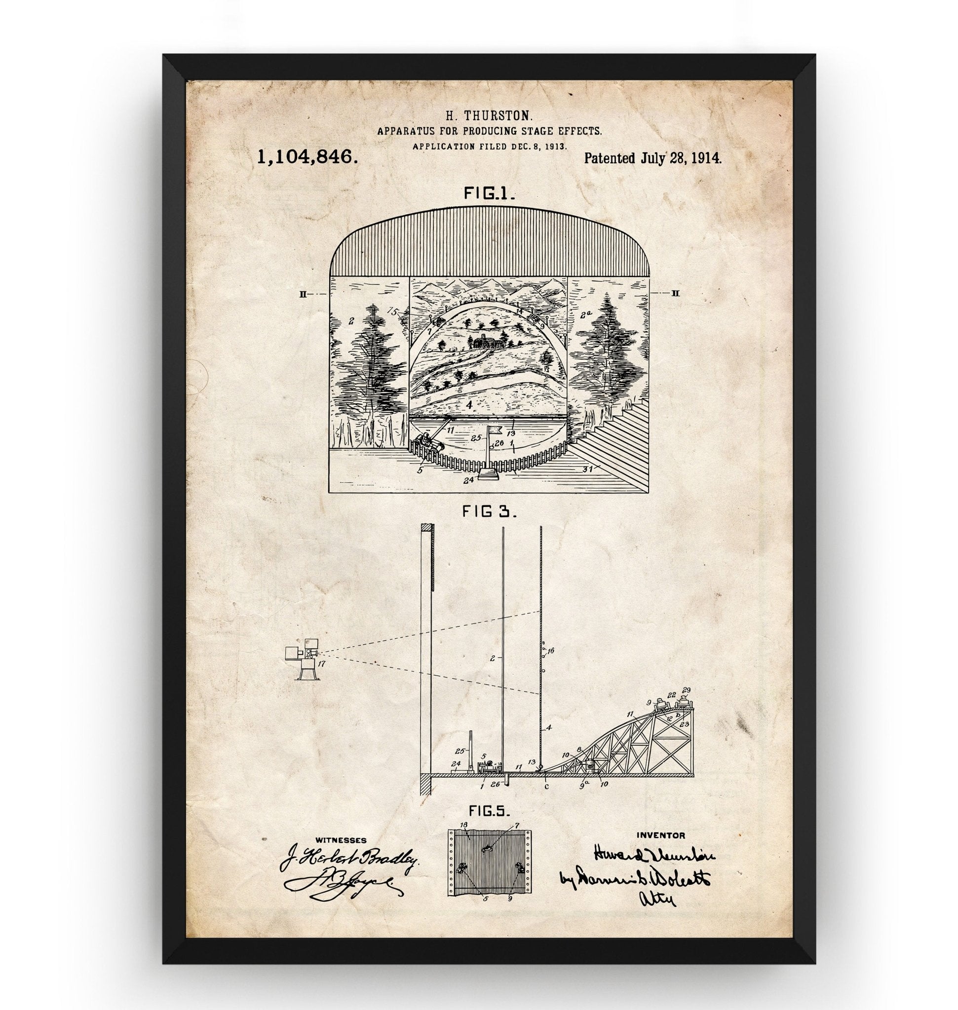 Apparatus For Producing Stage Effects 1914 Patent Print - Magic Posters