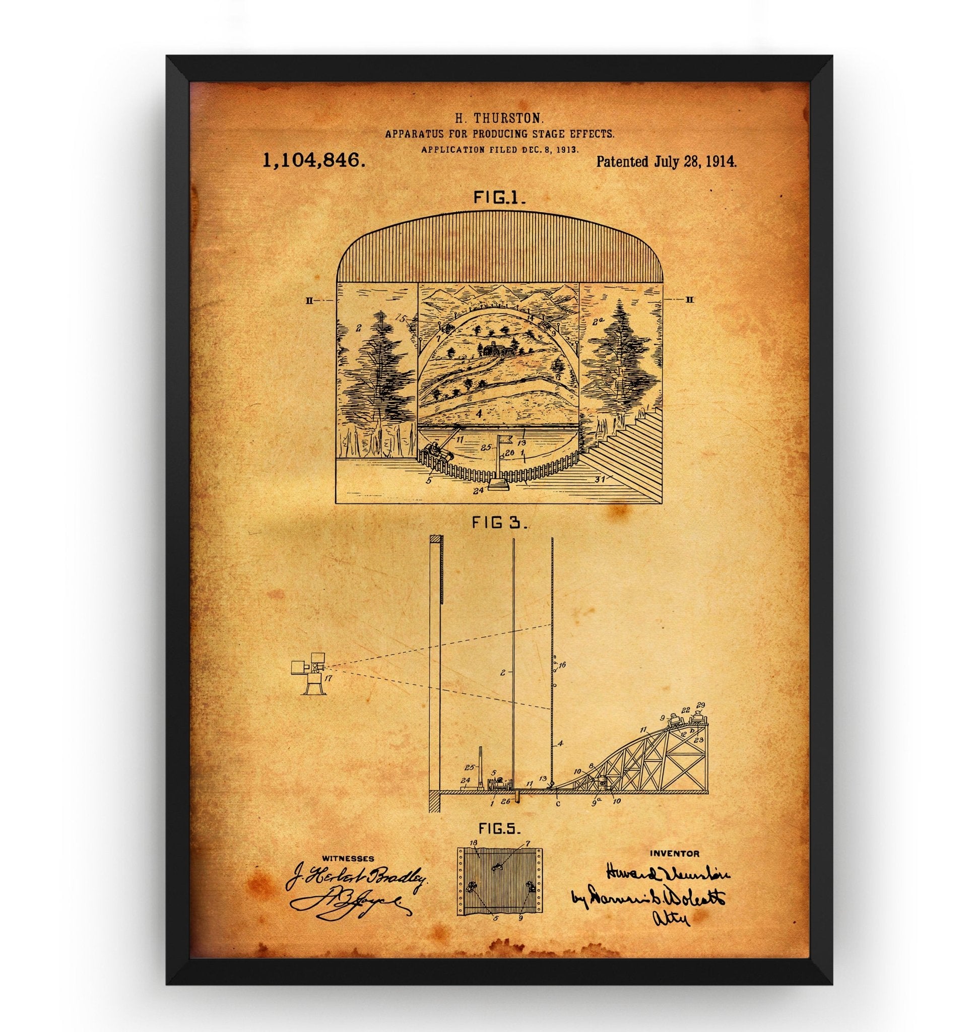 Apparatus For Producing Stage Effects 1914 Patent Print - Magic Posters