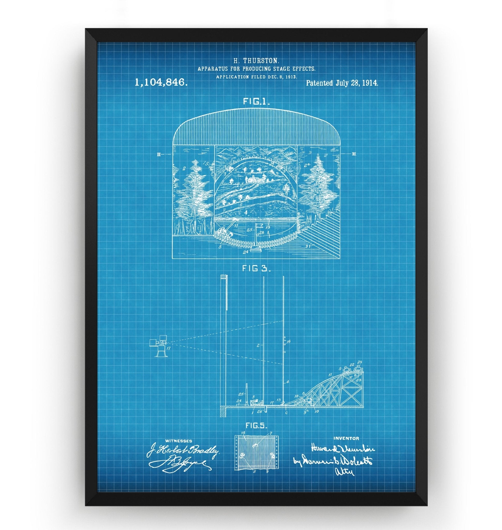 Apparatus For Producing Stage Effects 1914 Patent Print - Magic Posters