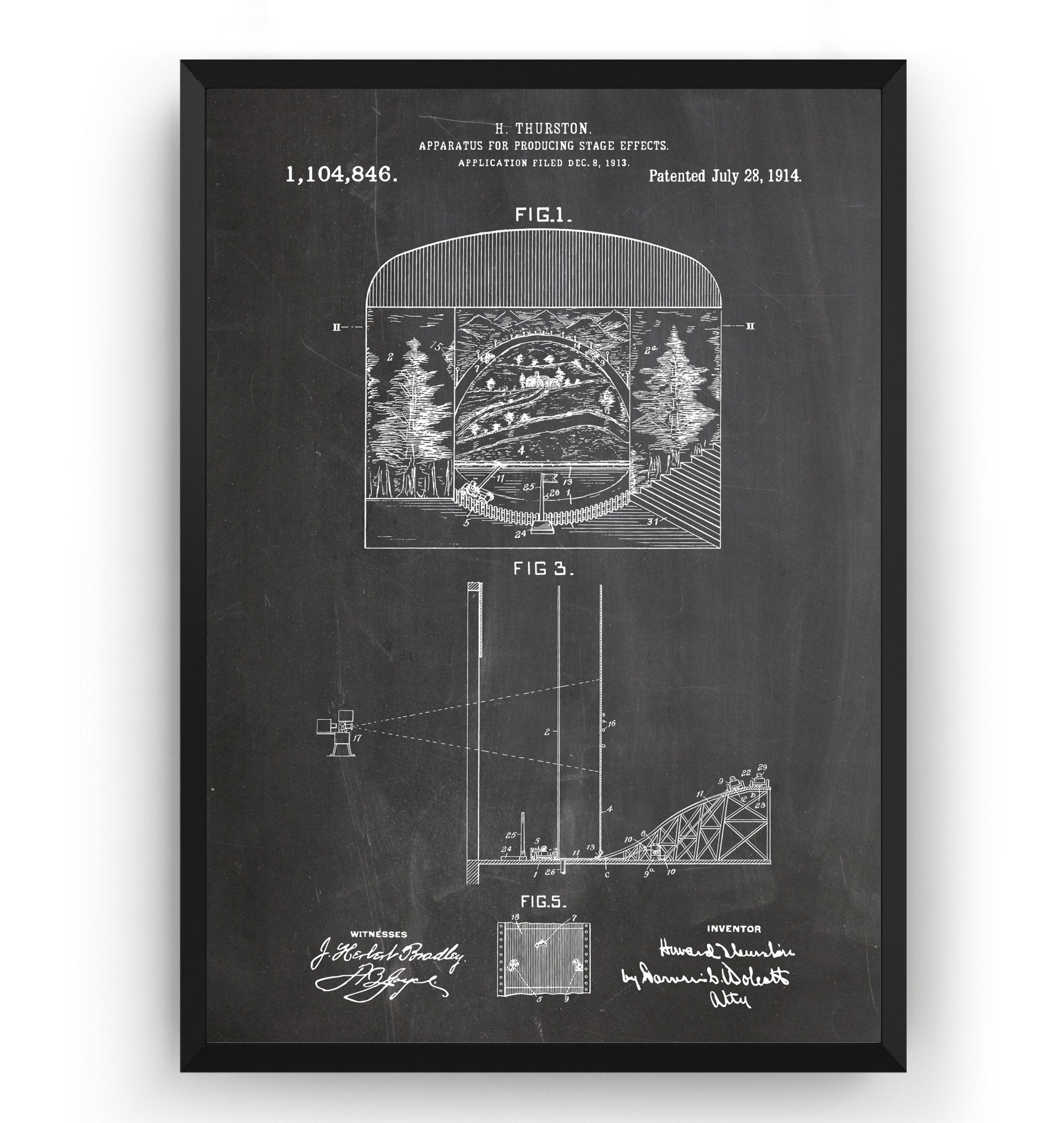 Apparatus For Producing Stage Effects 1914 Patent Print - Magic Posters