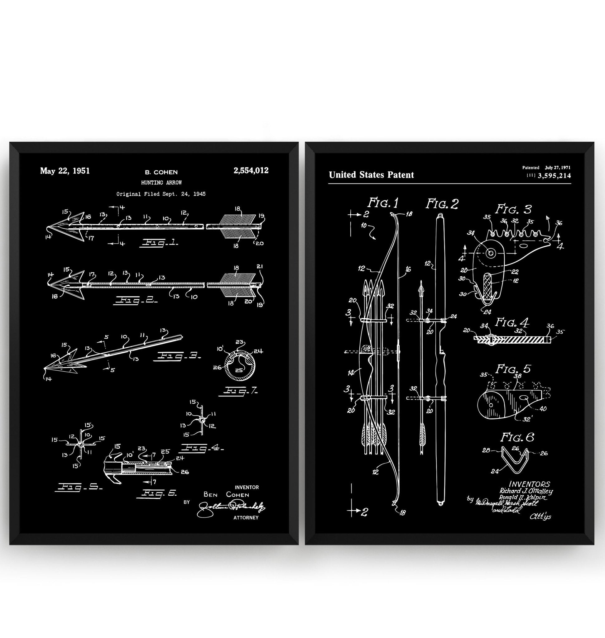 Archery Set Of 2 Patent Prints - Magic Posters