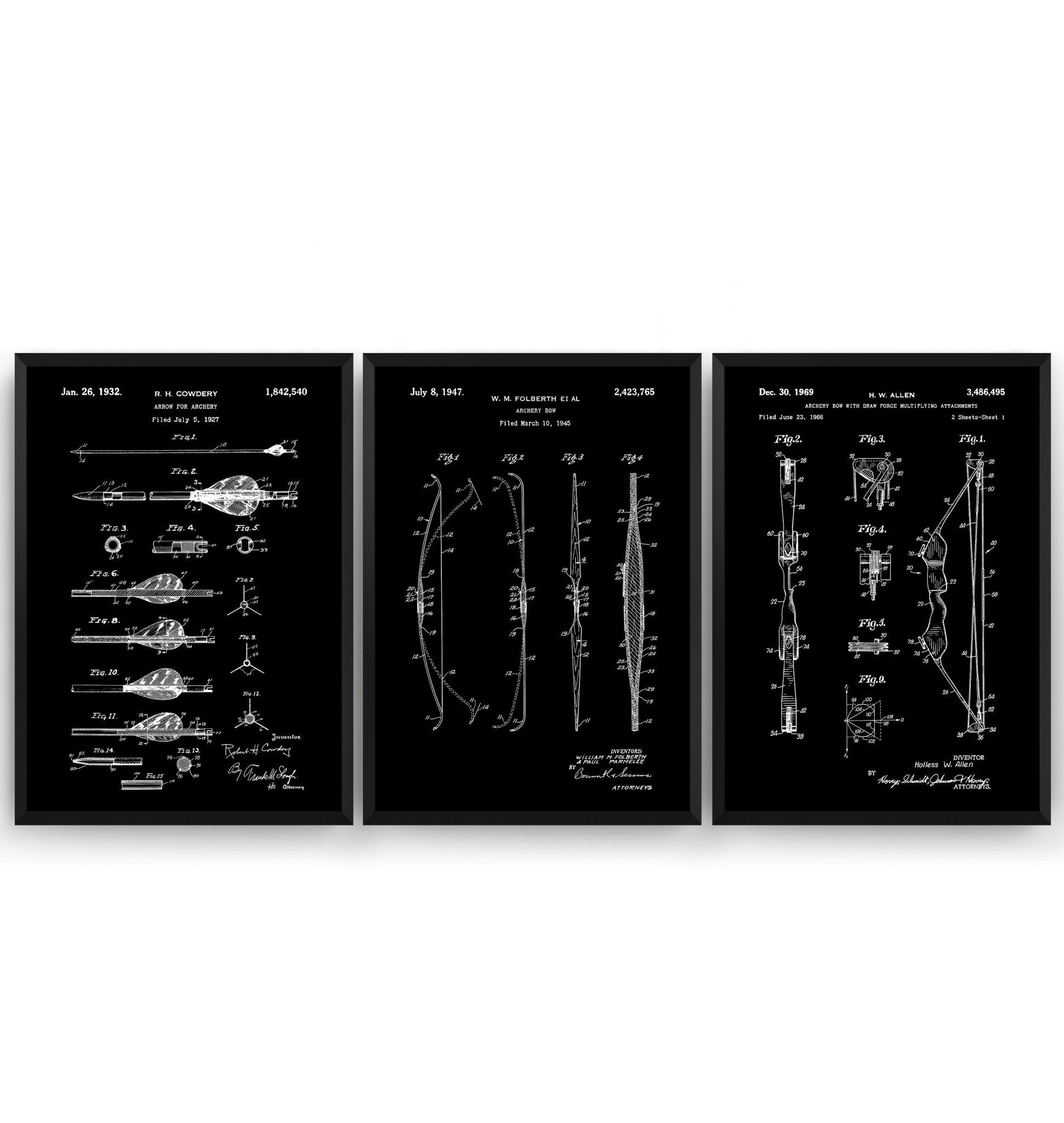 Archery Set Of 3 Patent Prints - Magic Posters