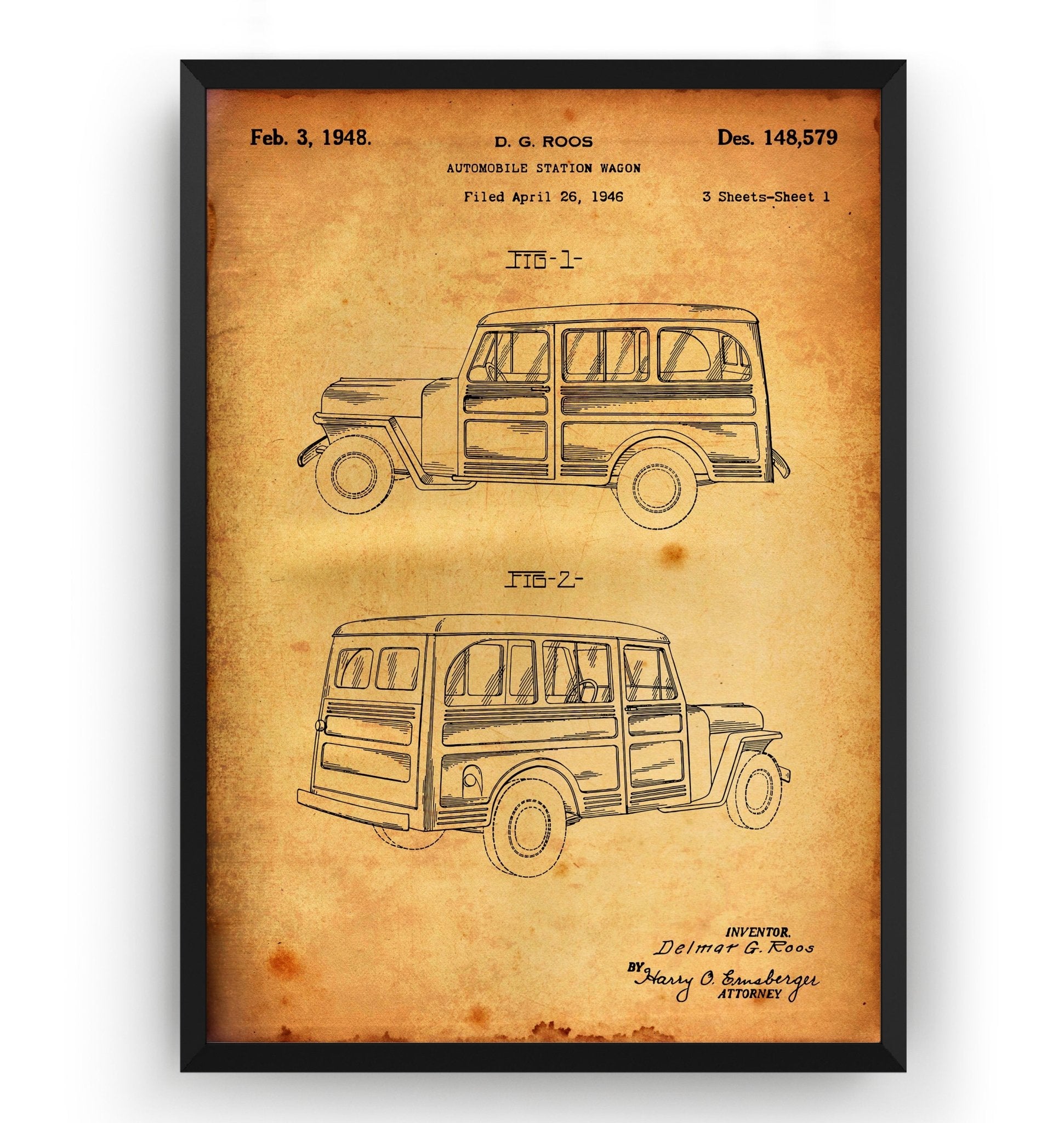 Automobile Station Wagon 1948 Patent Print - Magic Posters