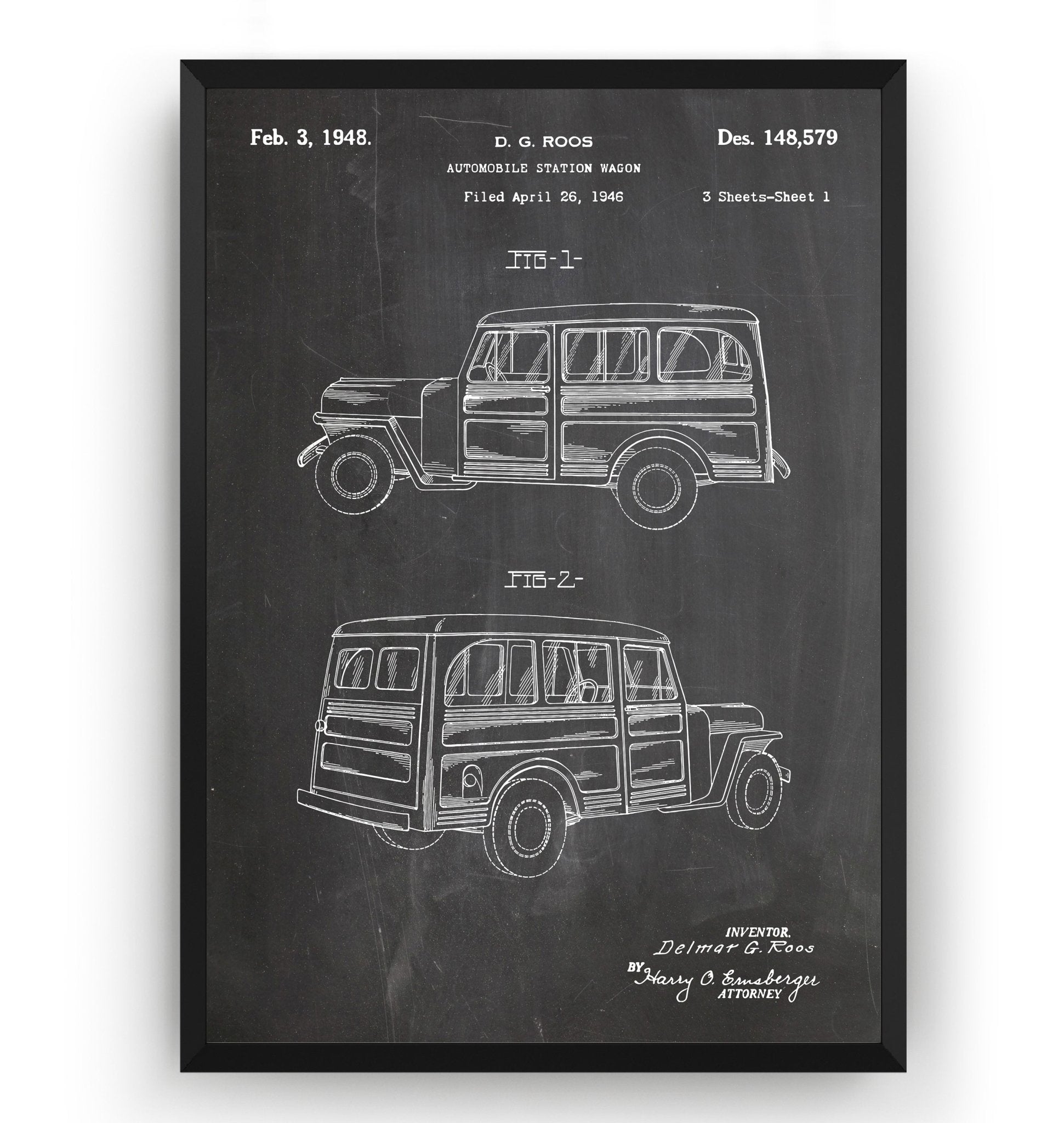 Automobile Station Wagon 1948 Patent Print - Magic Posters