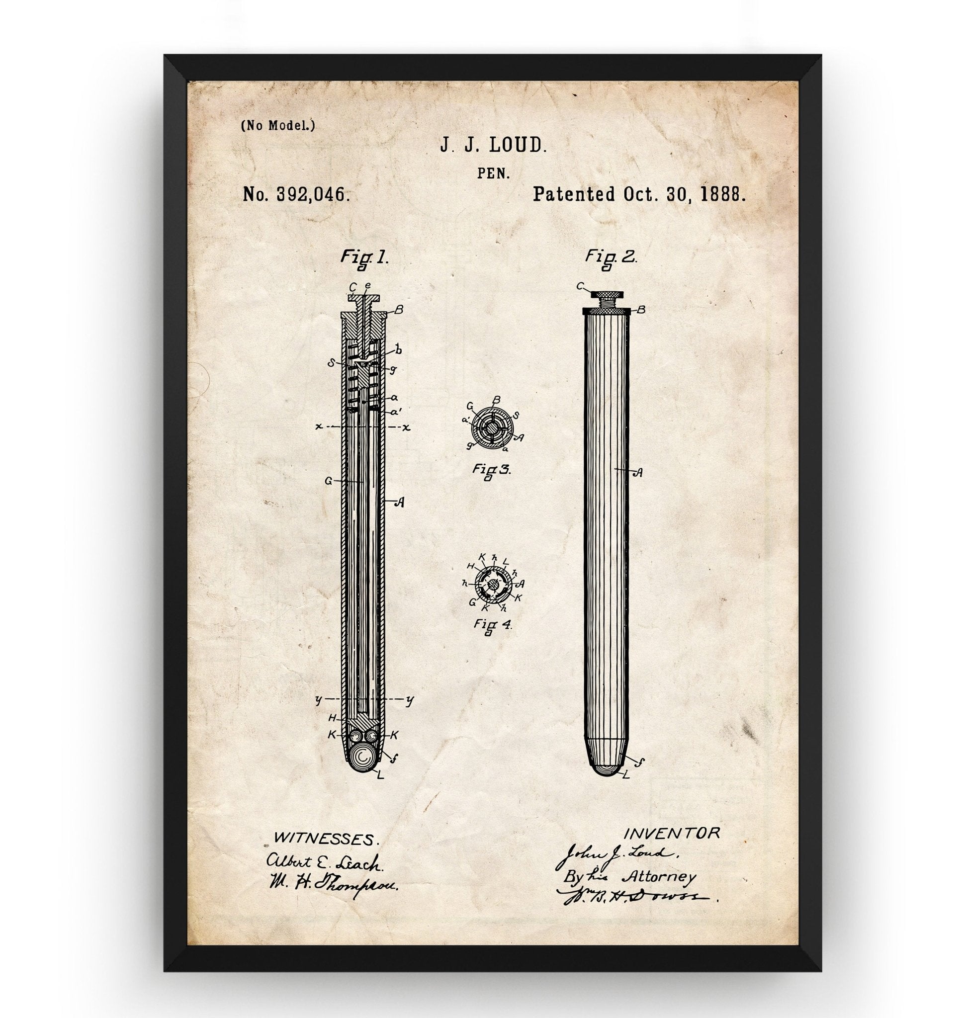 Ballpoint Pen 1888 Patent Print - Magic Posters