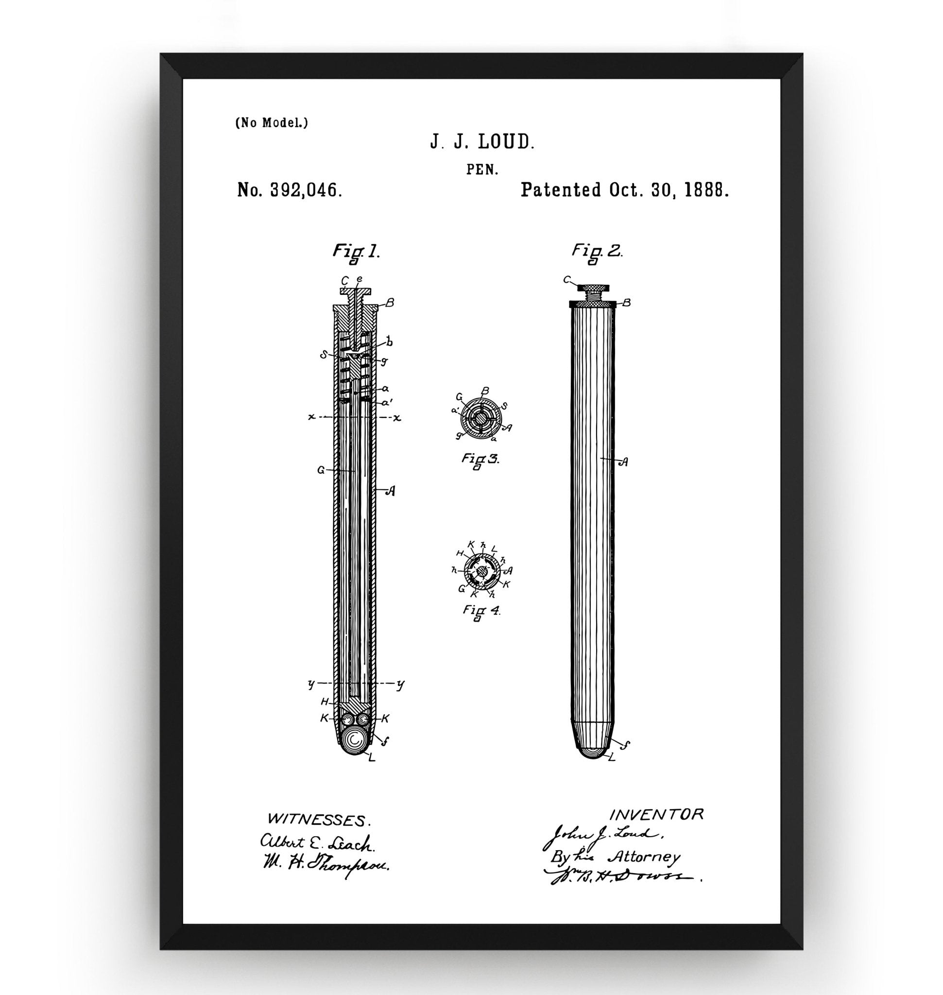 Ballpoint Pen 1888 Patent Print - Magic Posters