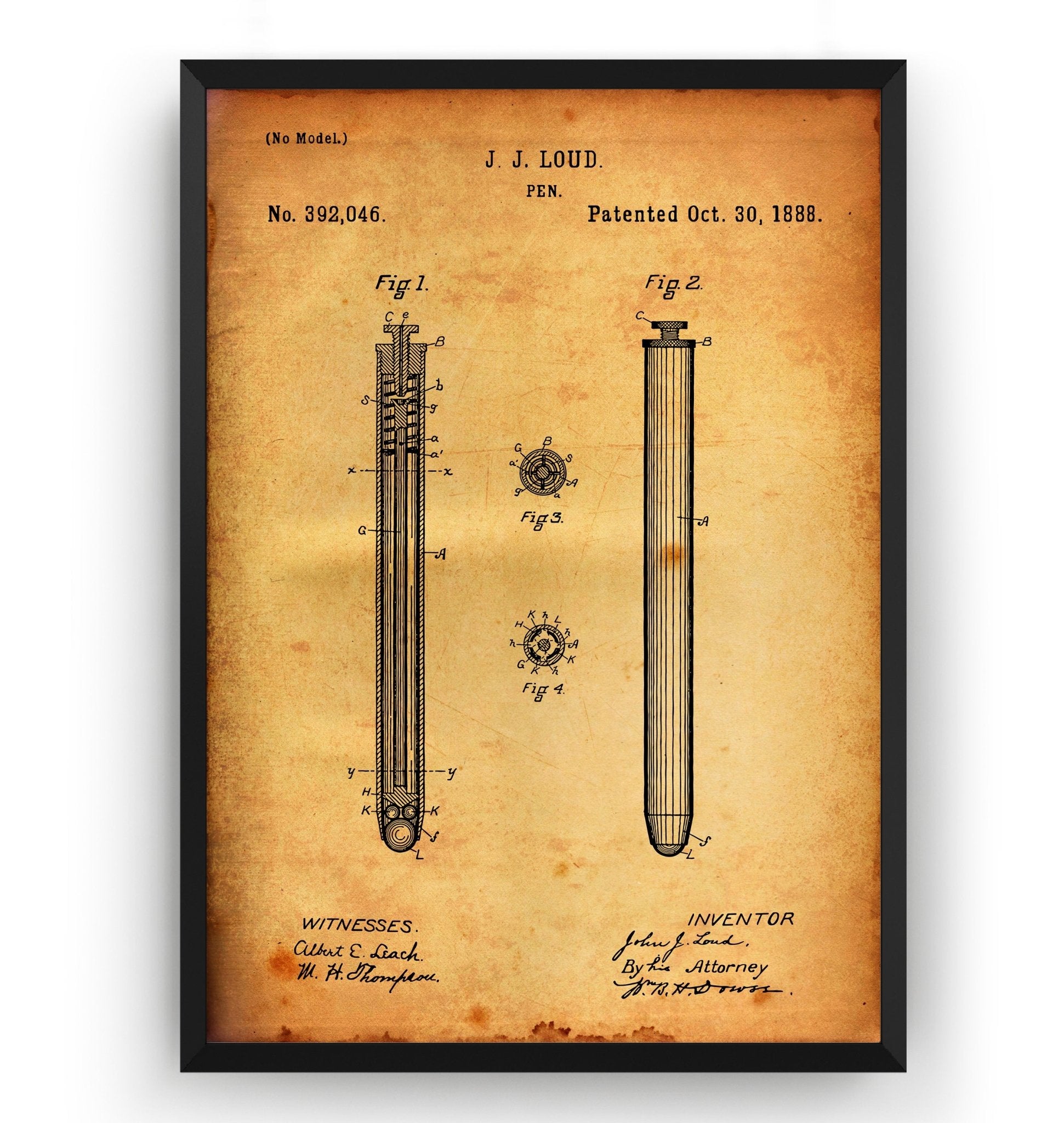 Ballpoint Pen 1888 Patent Print - Magic Posters