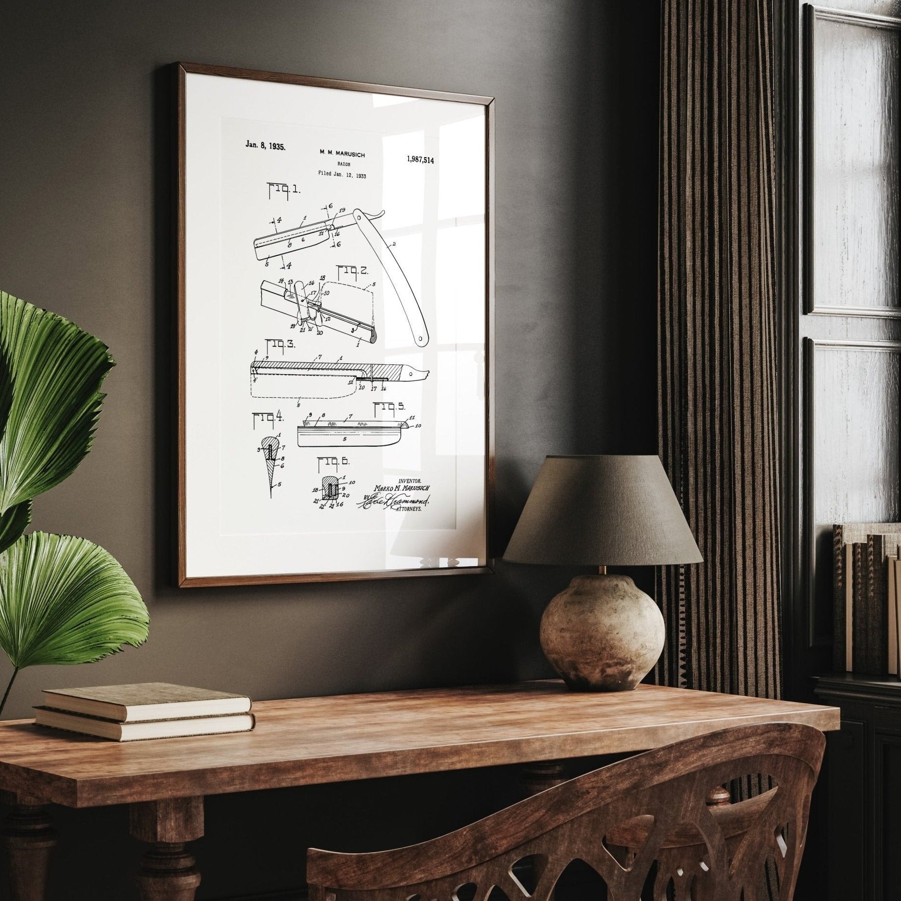 Barbers Razor 1935 Patent Print - Magic Posters