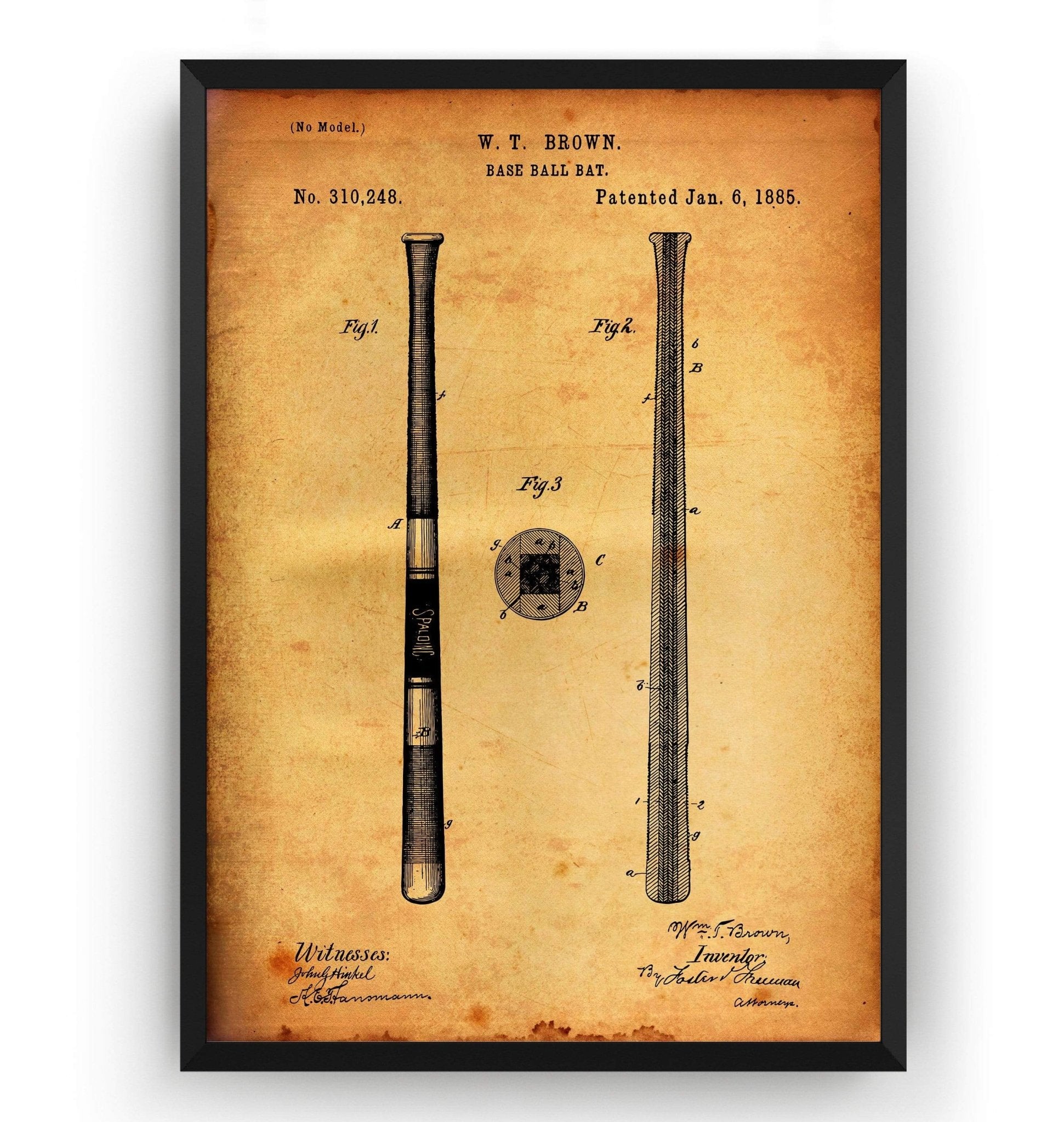 Baseball Bat 1885 Patent Print - Magic Posters