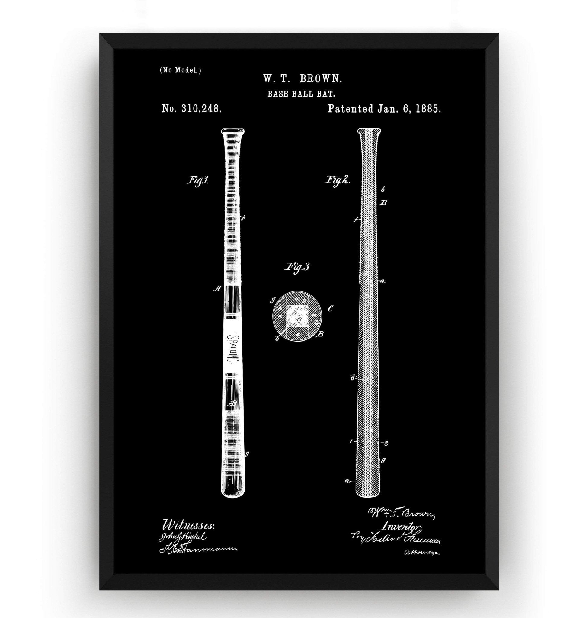 Baseball Bat 1885 Patent Print - Magic Posters