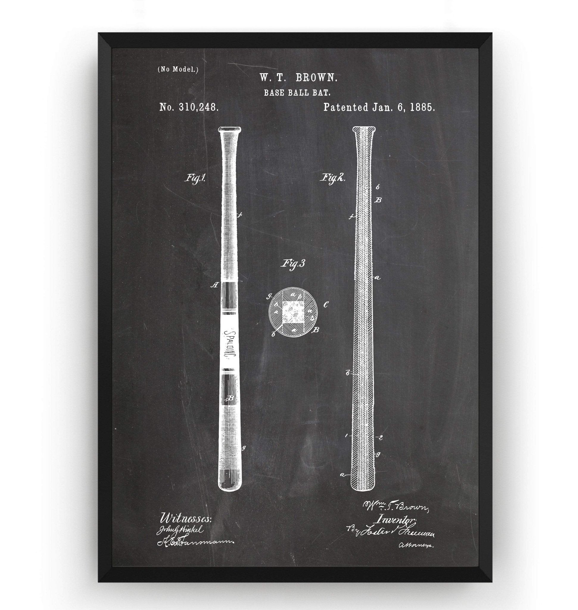 Baseball Bat 1885 Patent Print - Magic Posters