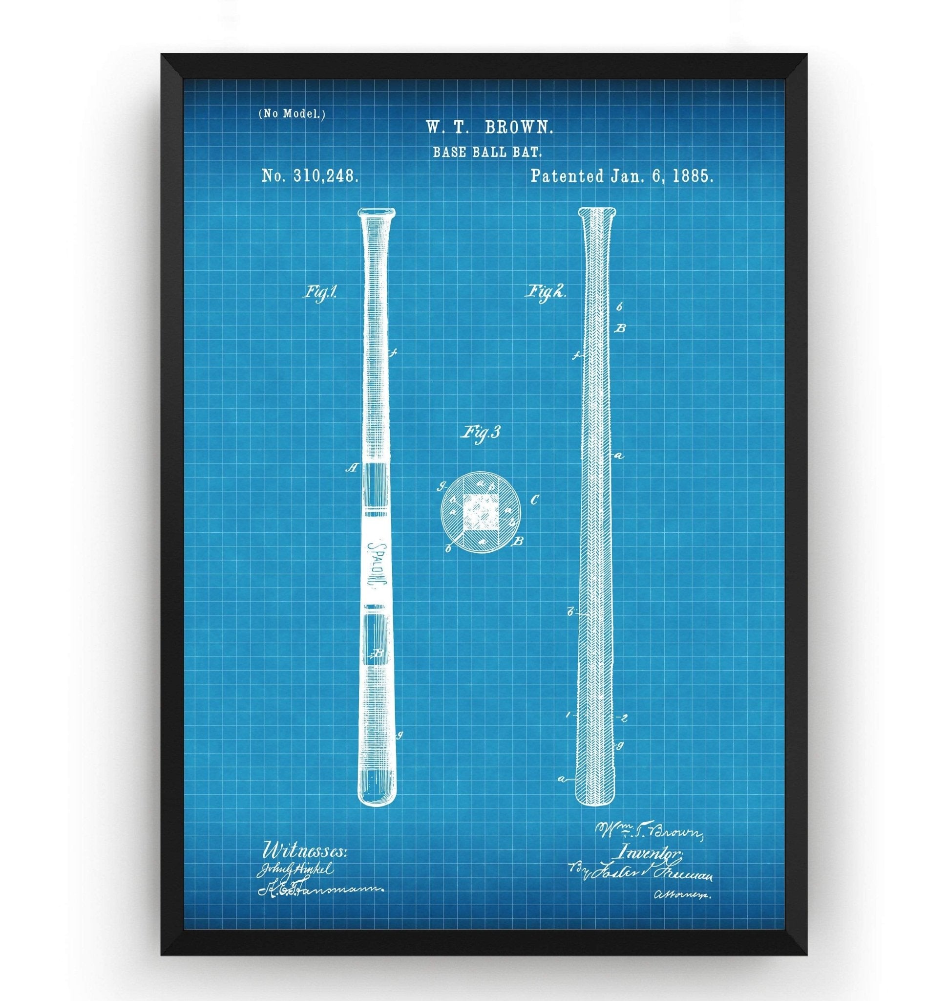Baseball Bat 1885 Patent Print - Magic Posters