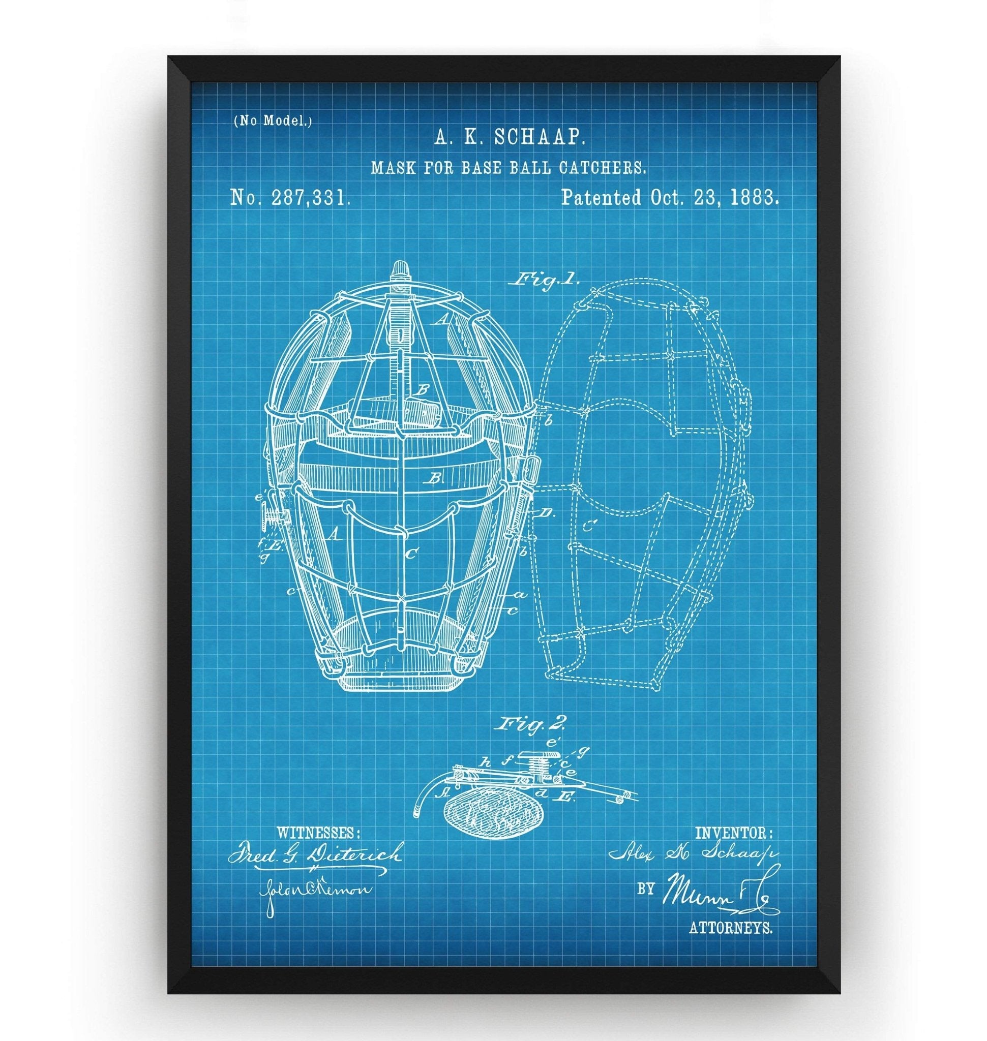 Baseball Catchers Mask 1883 Patent Print - Magic Posters