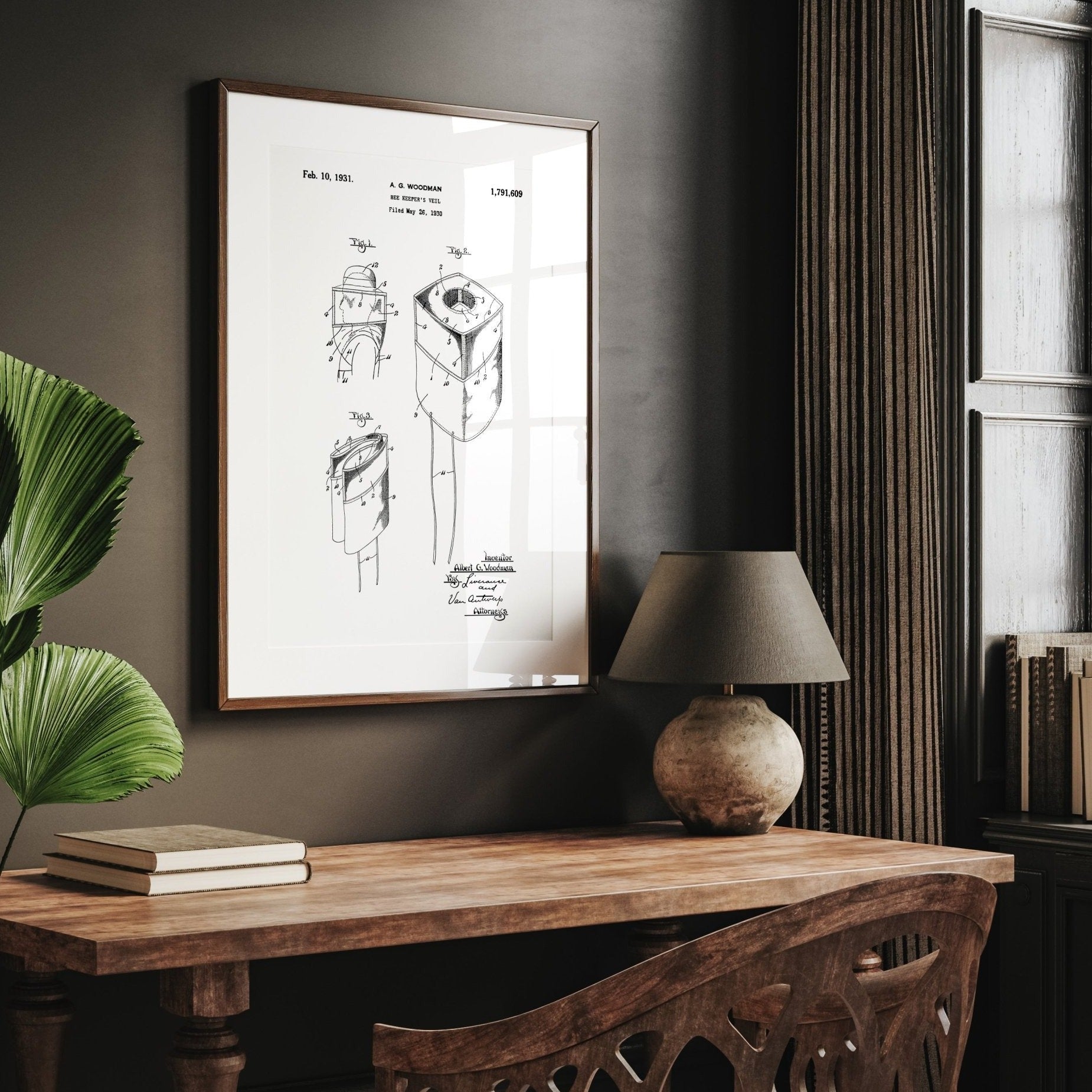 Beekeeper Veil 1931 Patent Print - Magic Posters