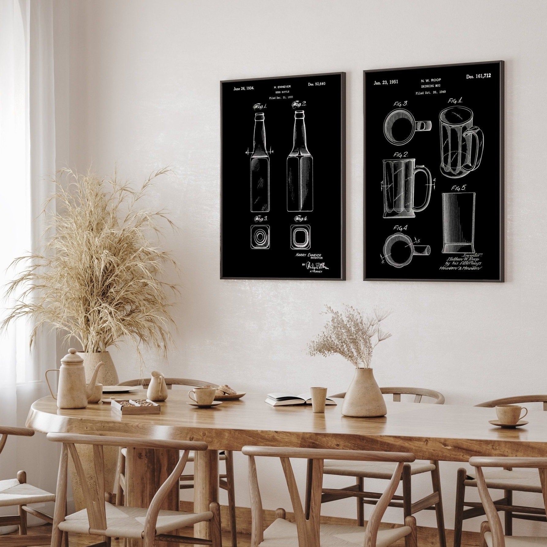 Beer Mug And Bottle Set Of 2 Patent Prints - Magic Posters