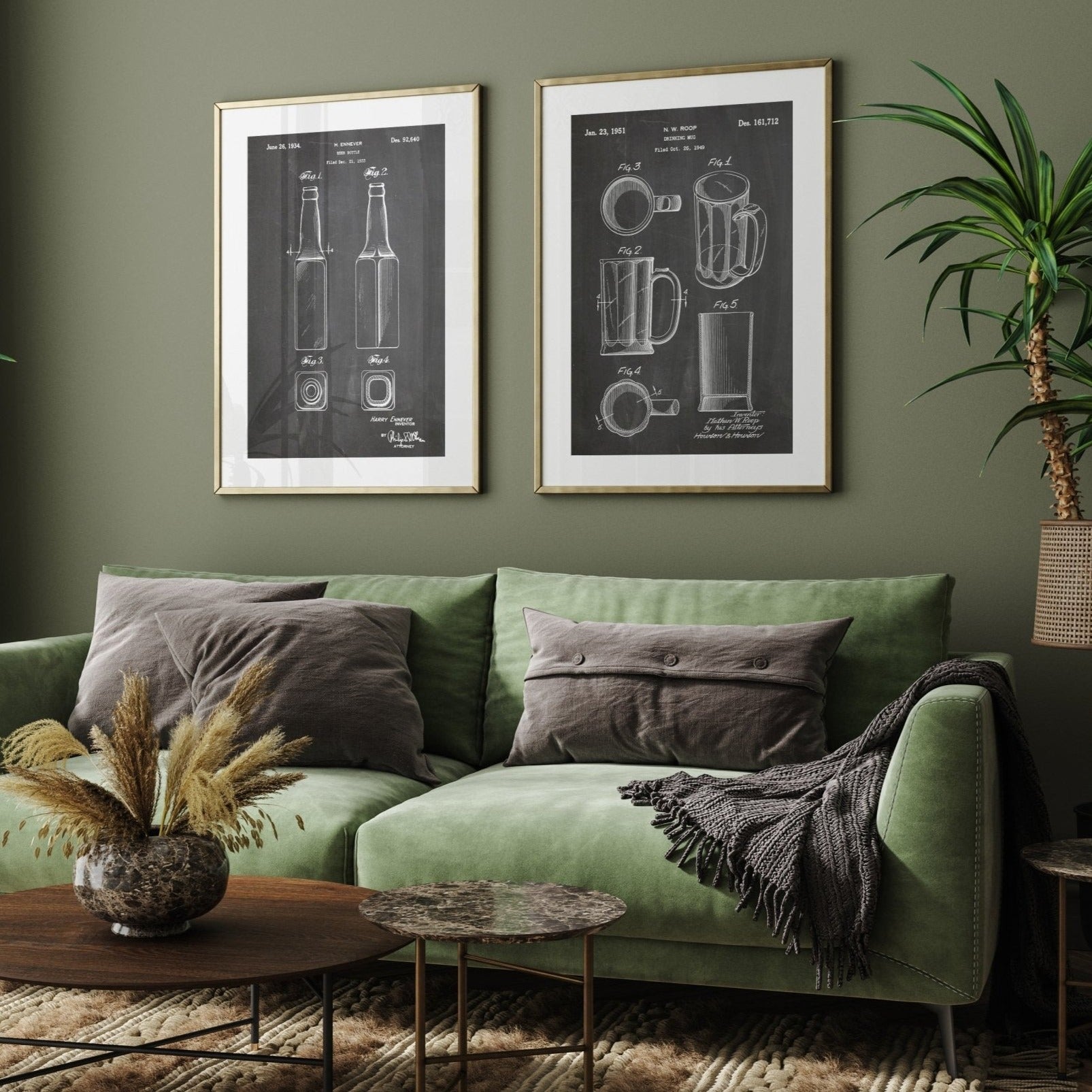 Beer Mug And Bottle Set Of 2 Patent Prints - Magic Posters