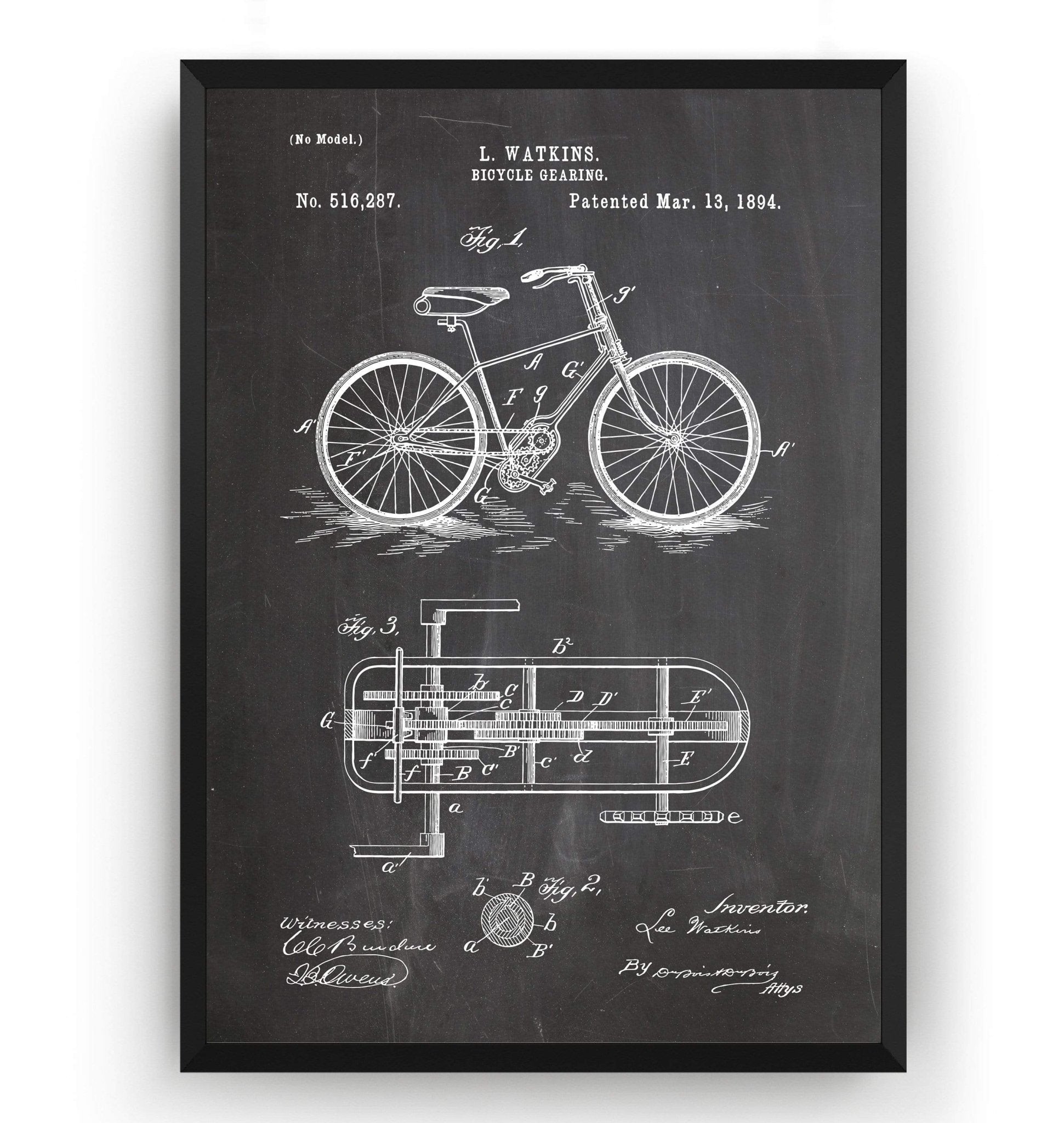 Bicycle Gearing Patent Print - Magic Posters