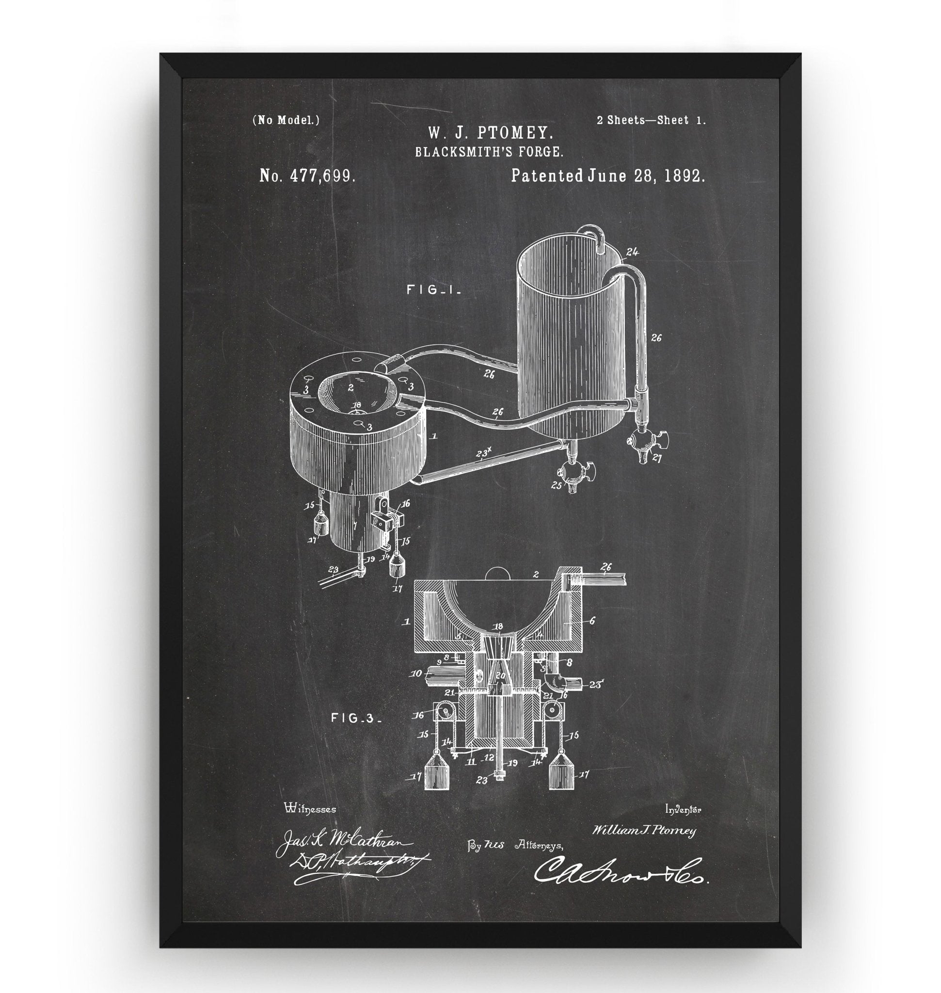 Blacksmith Forge 1892 Patent Print - Magic Posters