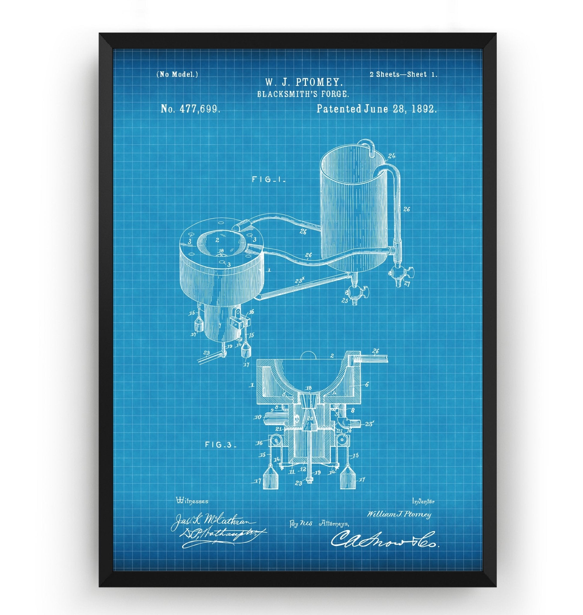 Blacksmith Forge 1892 Patent Print - Magic Posters