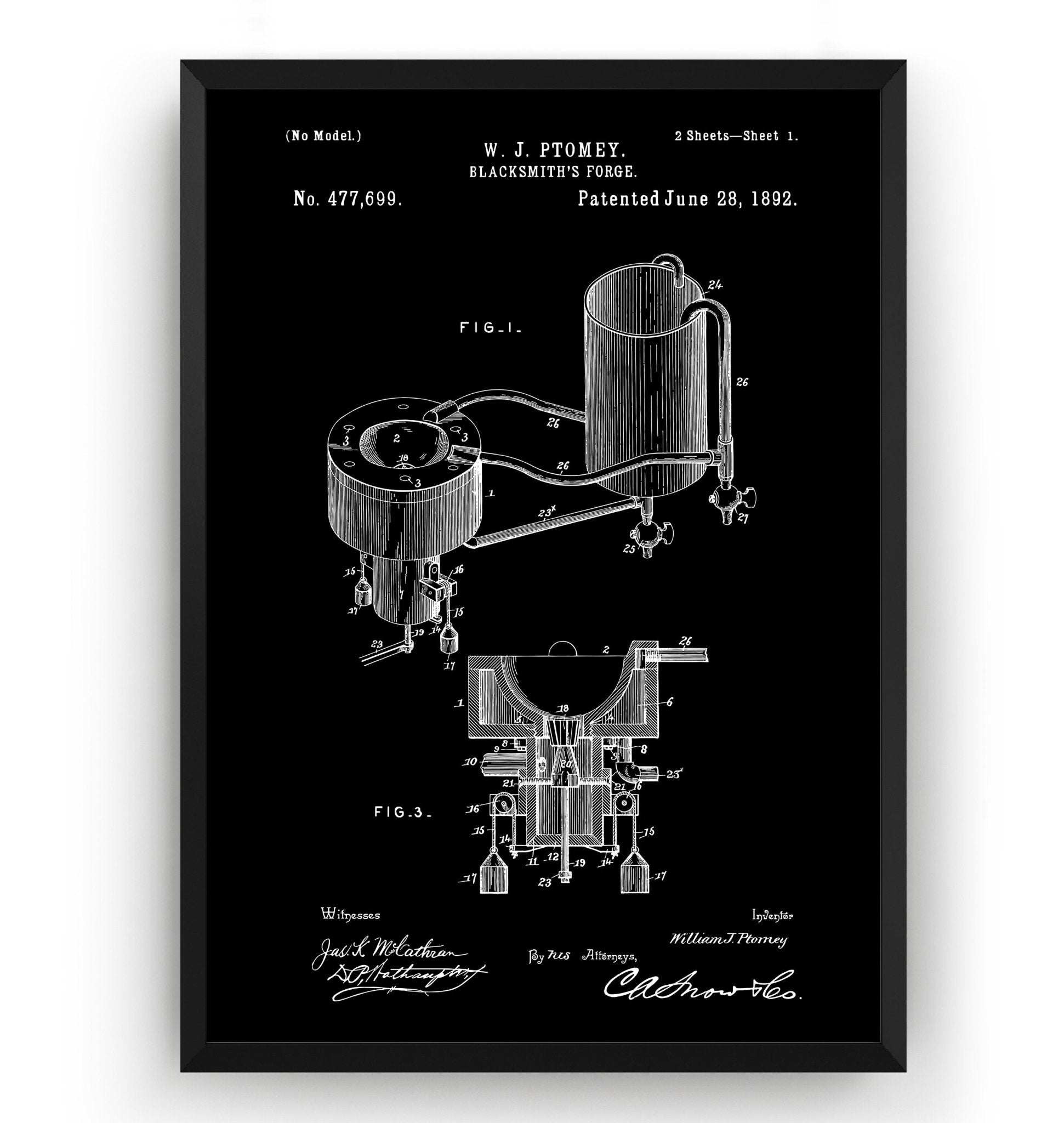 Blacksmith Forge 1892 Patent Print - Magic Posters