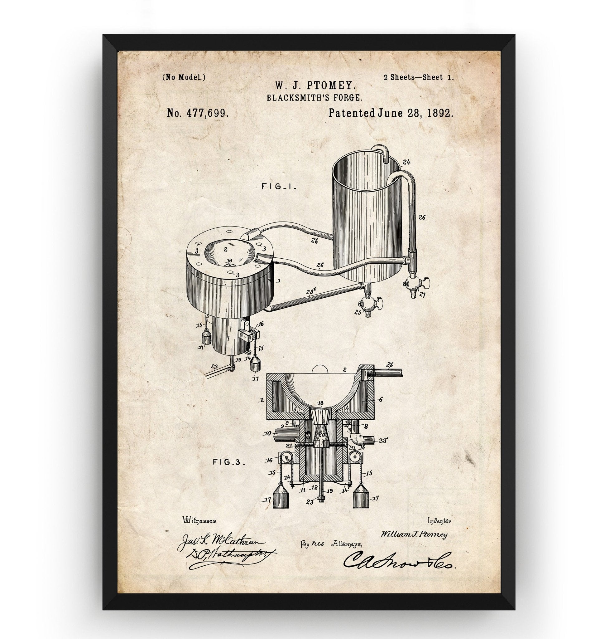 Blacksmith Forge 1892 Patent Print - Magic Posters