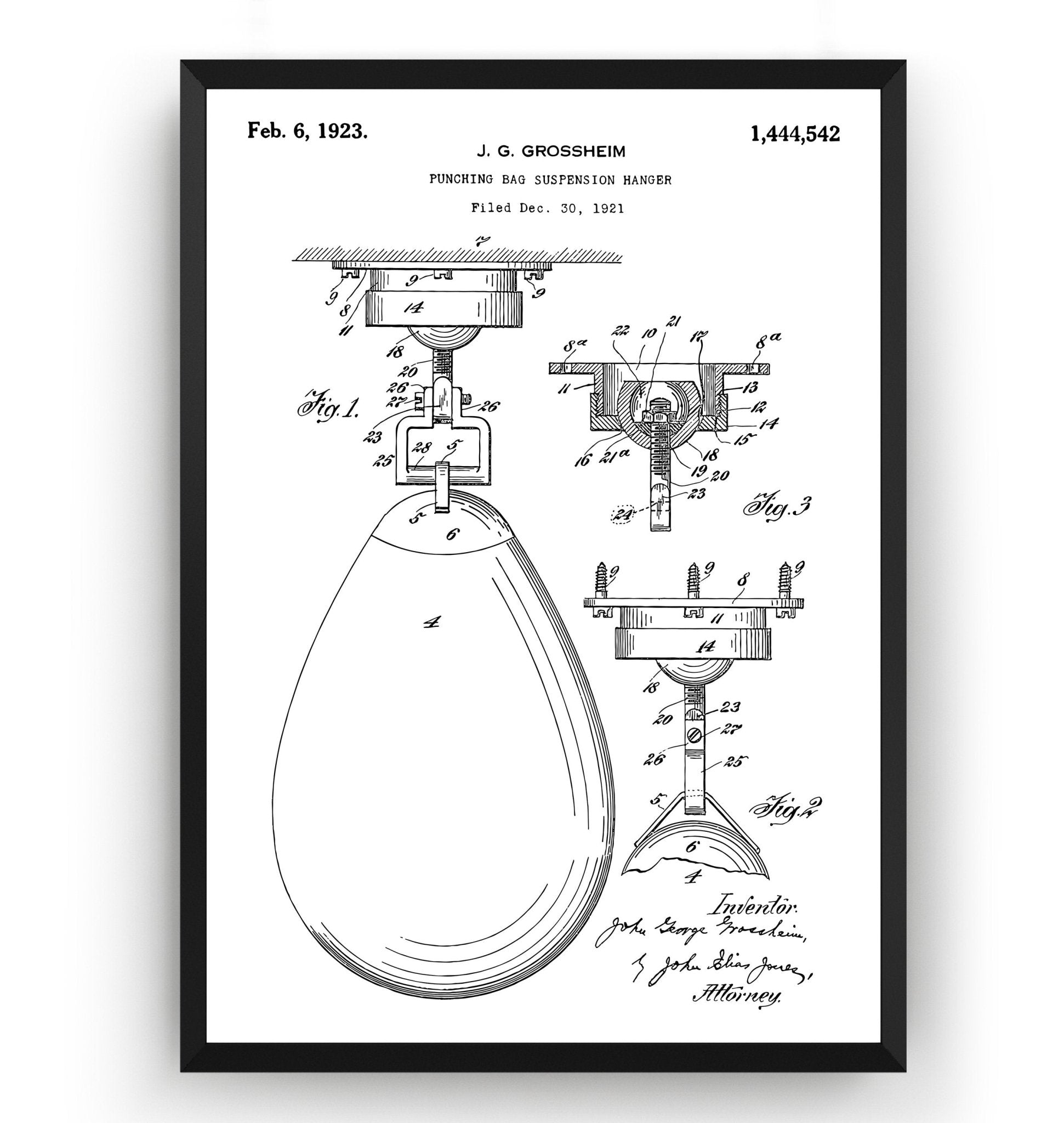Boxing Speed Bag 1923 Patent Print - Magic Posters