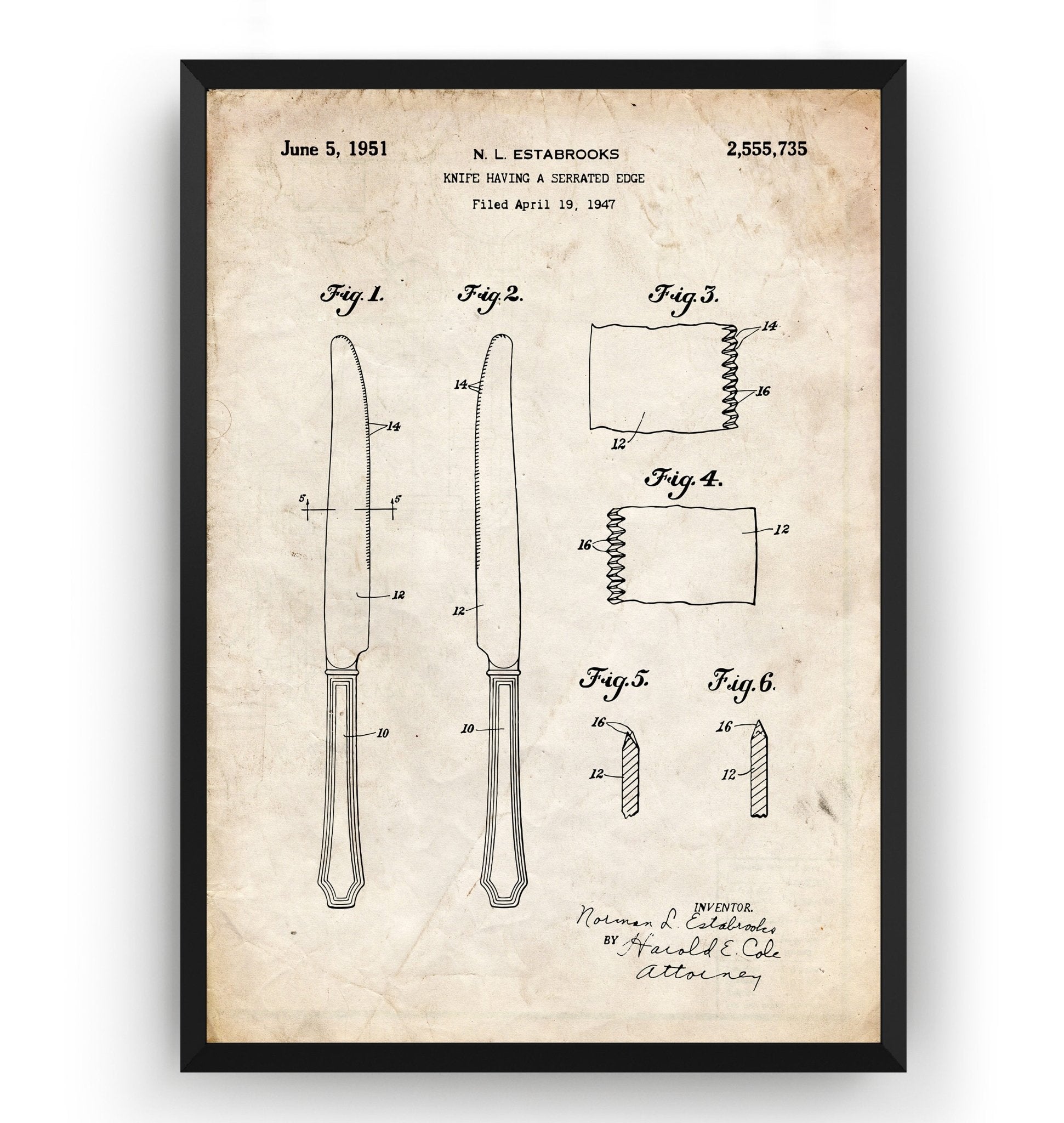 Butter Knife 1951 Patent Print - Magic Posters