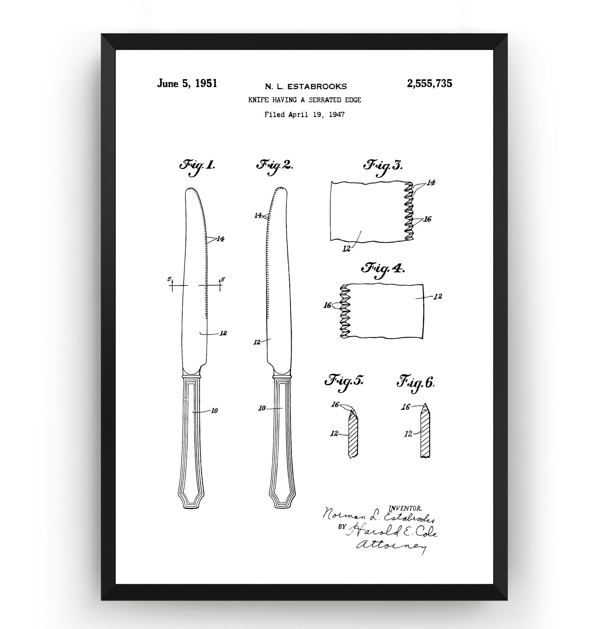 Butter Knife 1951 Patent Print - Magic Posters
