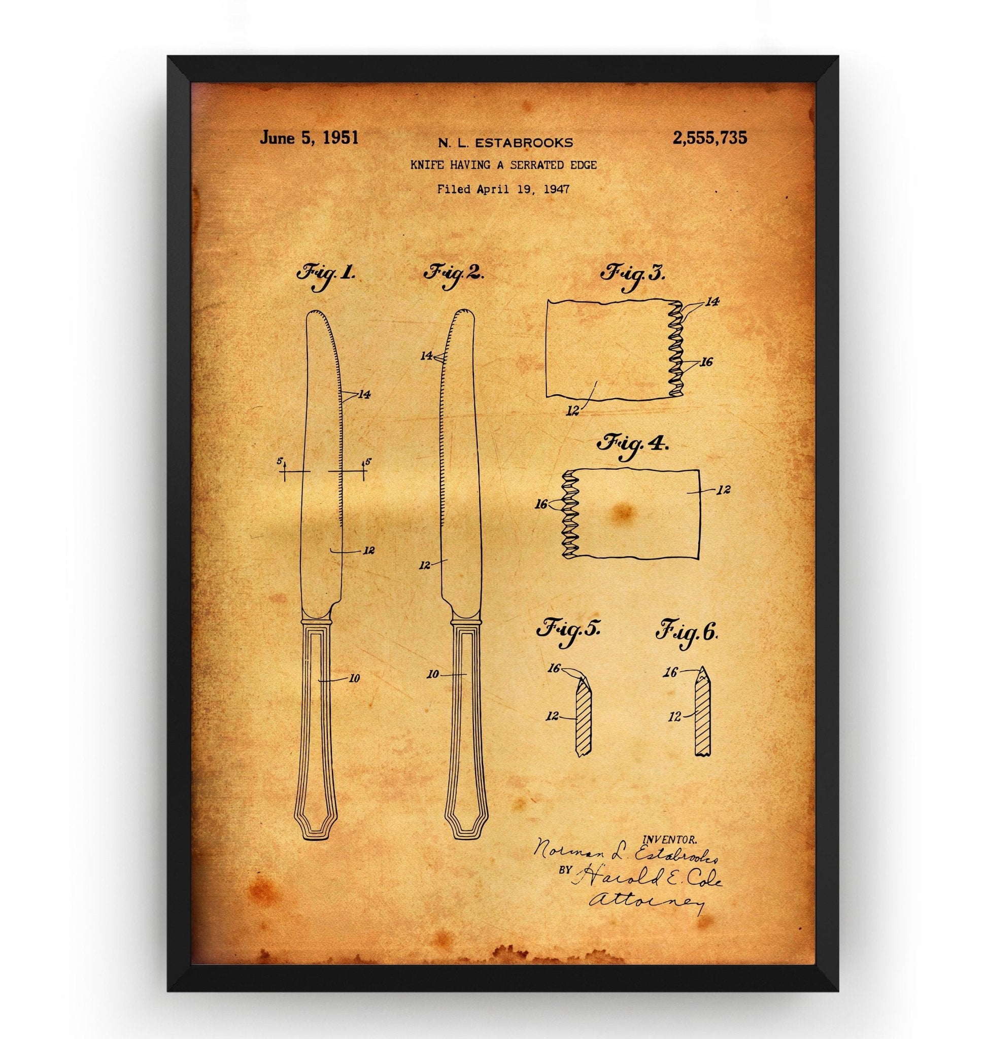 Butter Knife 1951 Patent Print - Magic Posters
