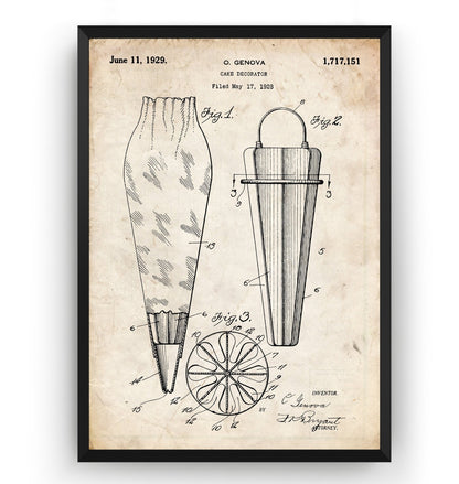 Cake Piping Bag 1928 Patent Print - Magic Posters
