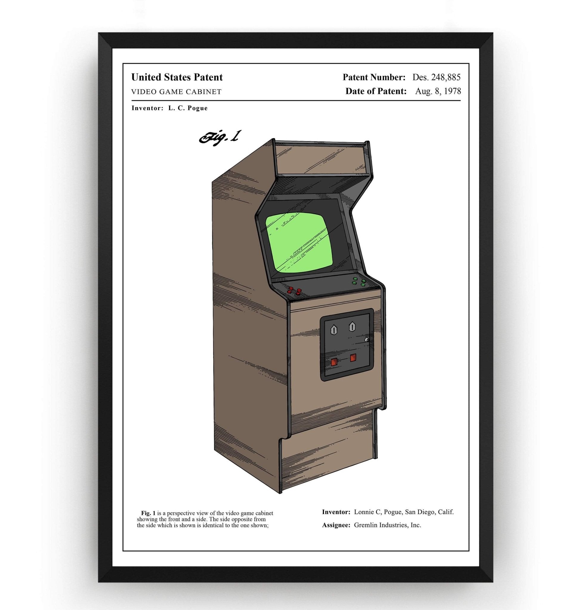 Colourised Arcade Machine Patent Print - Magic Posters