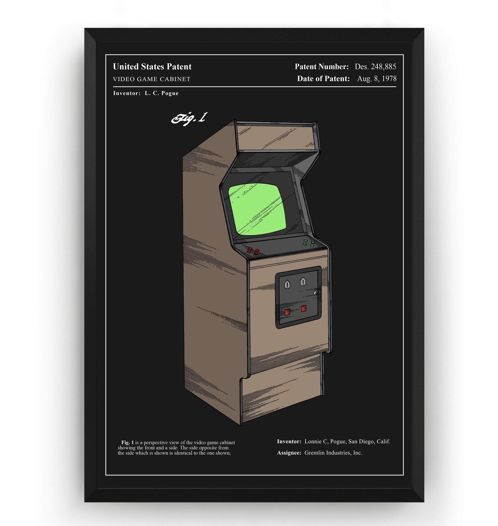 Colourised Arcade Machine Patent Print - Magic Posters