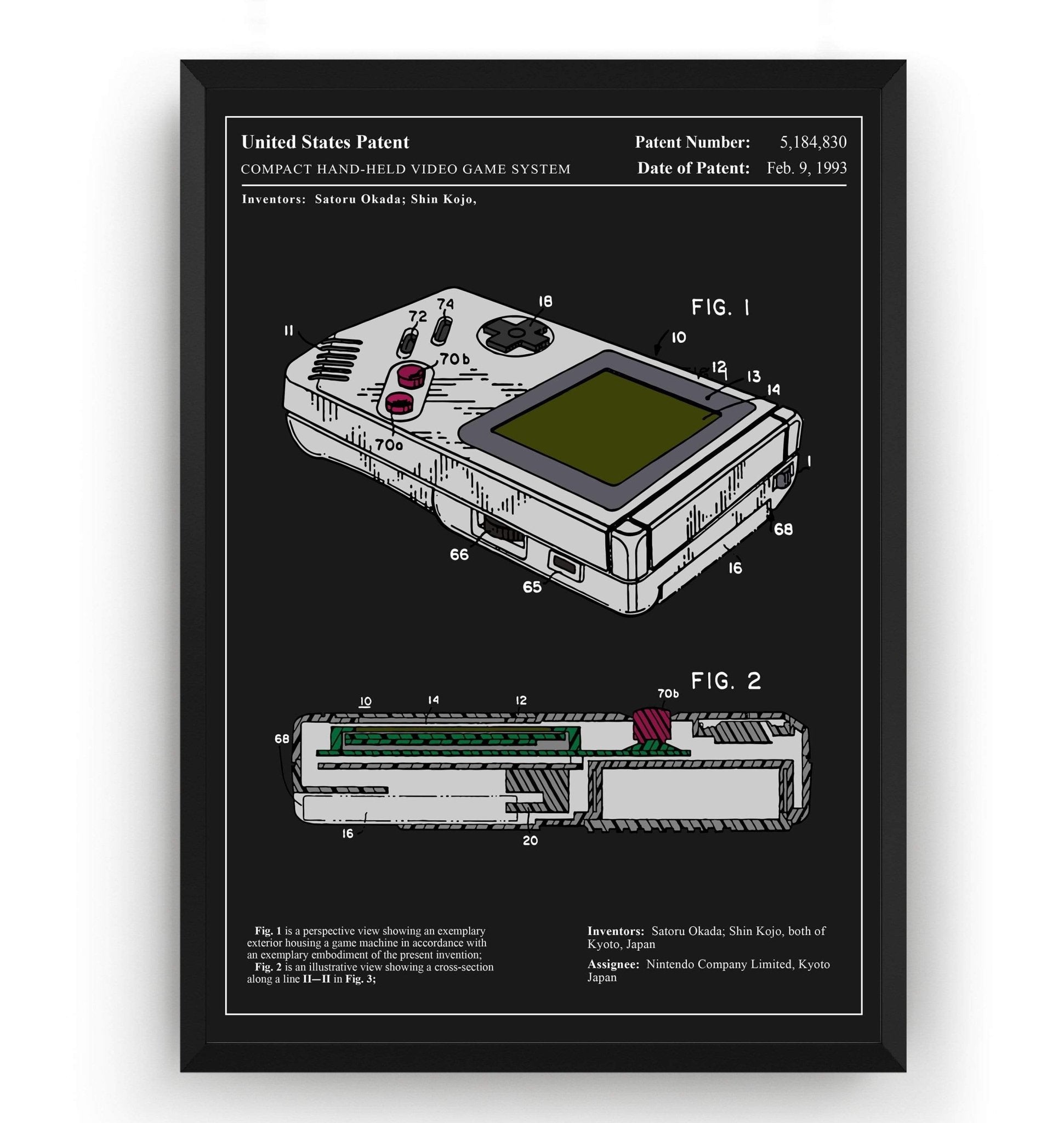 Colourised Handheld Video Game Patent Print - Magic Posters