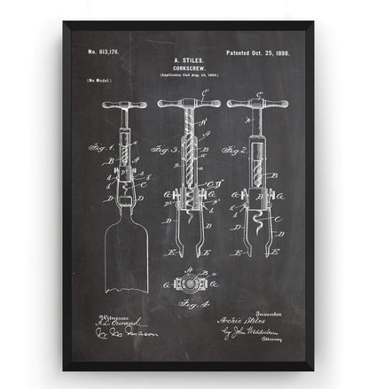 Corkscrew 1898 Patent Print - Magic Posters