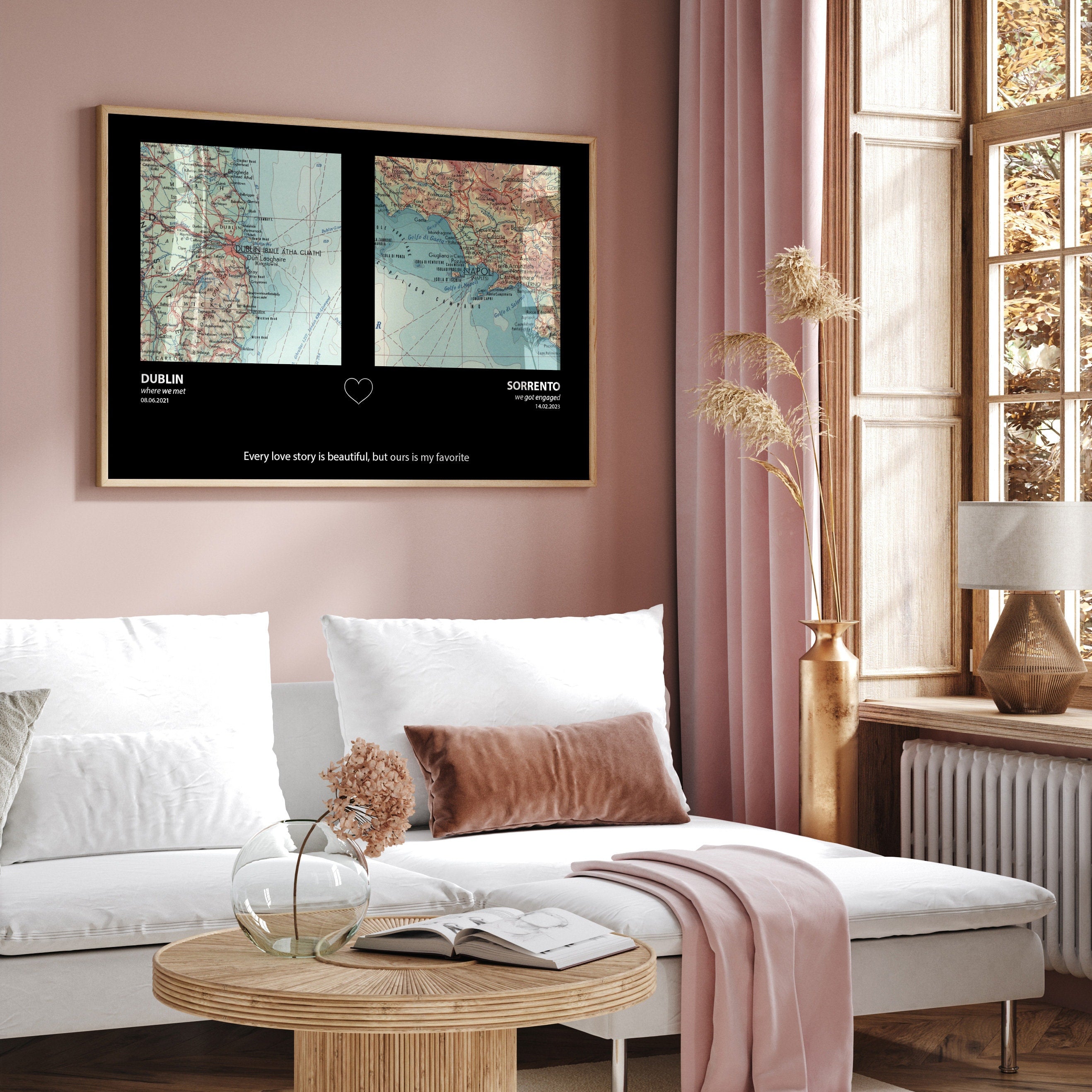 Personalised Map Print, Custom Couples Gift - Magic Posters