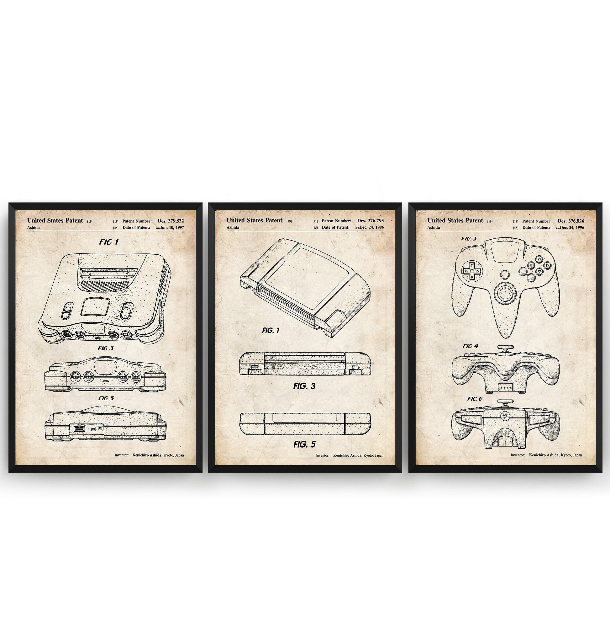 N64 Set Of 3 Patent Prints - Magic Posters