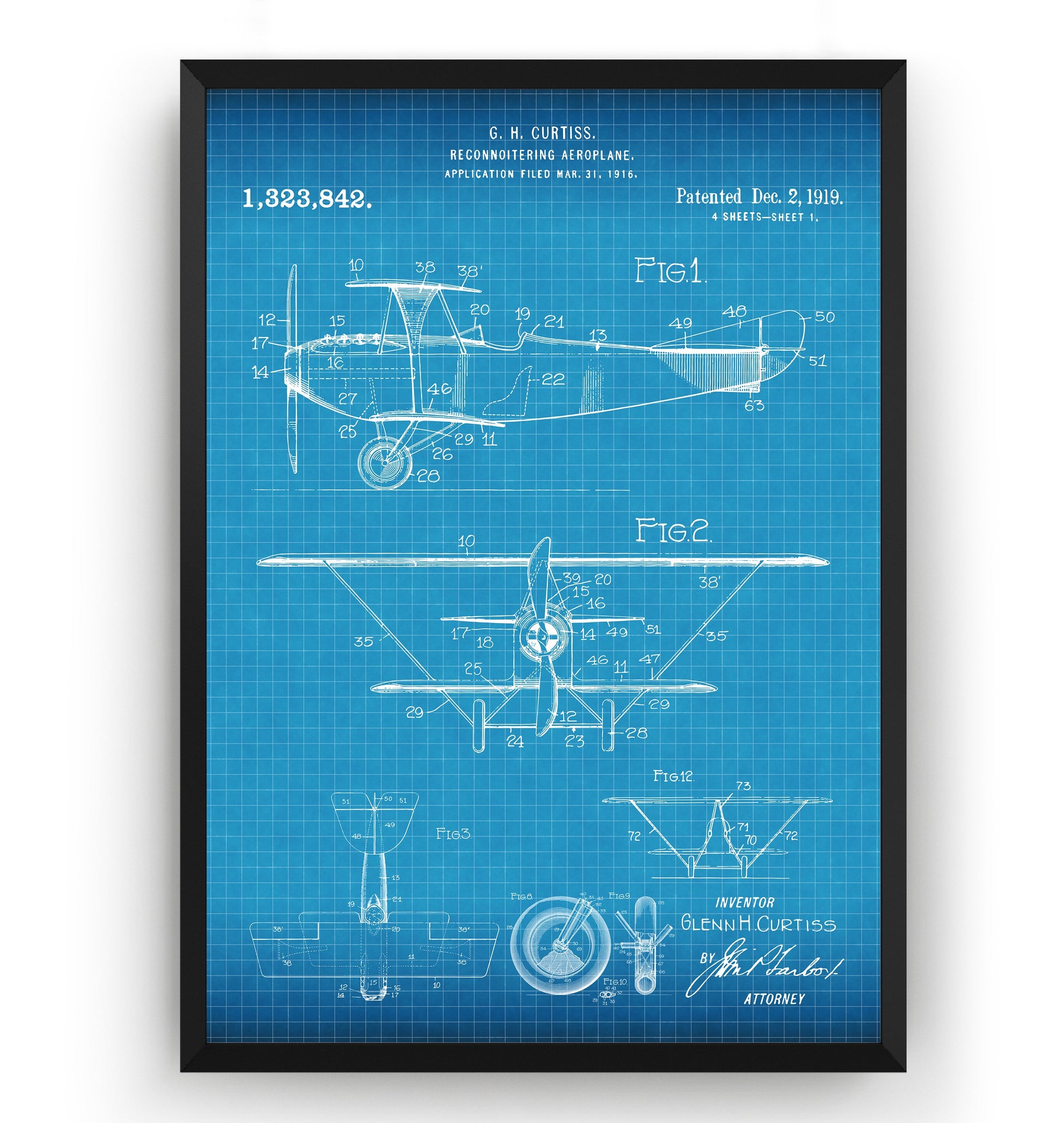 Reconnoitering Aeroplane 1919 Patent Print - Magic Posters