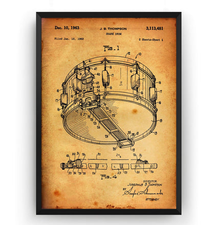 Snare Drum 1963 Patent Print - Magic Posters