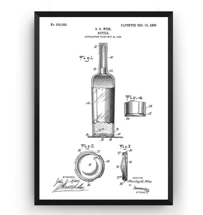 Wine Bottle 1906 Patent Print - Magic Posters