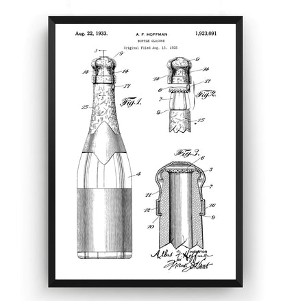Wine or Champagne Bottle 1933 Patent Print - Magic Posters