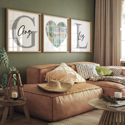 Personalised Travel Map Set Of 3 Prints (Heart) - Magic Posters