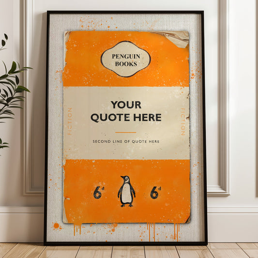 Personalised Penguin Book Cover Art Print (Orange) - Magic Posters