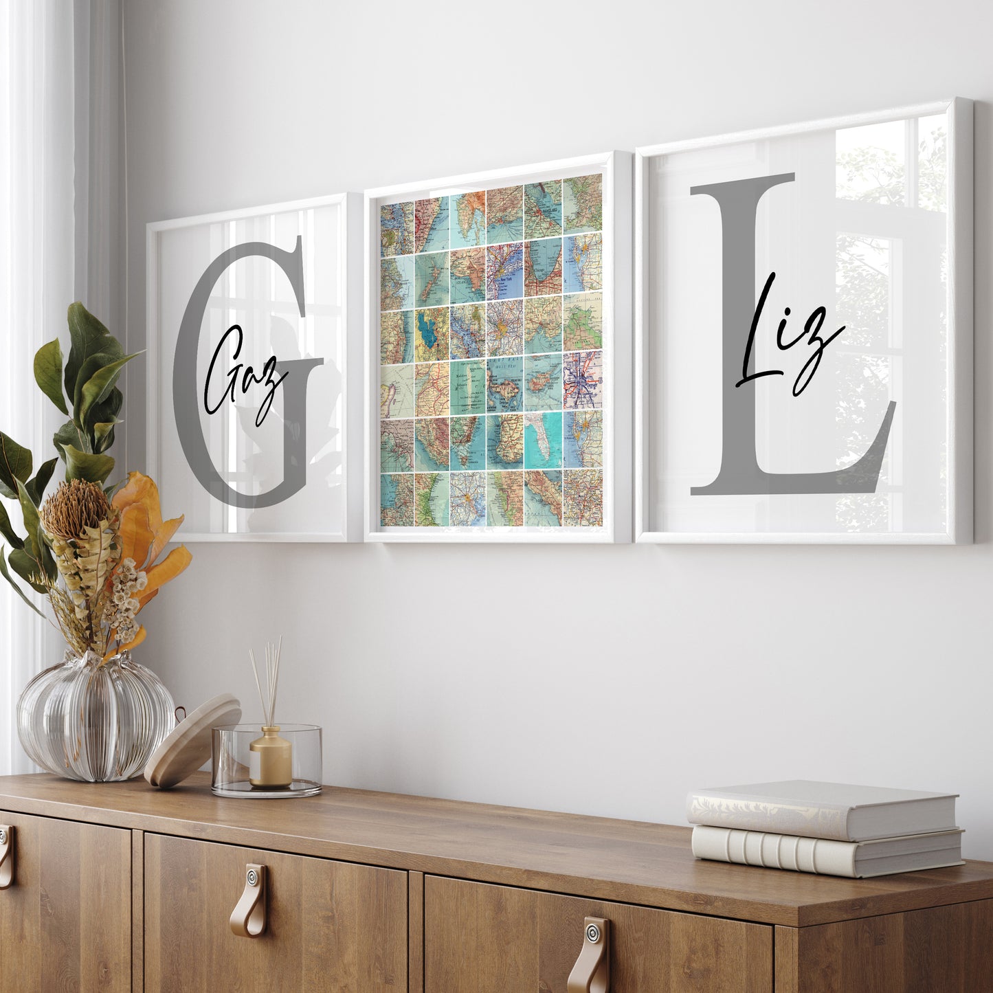 Personalised Travel Map Set Of 3 Prints (Square) - Magic Posters