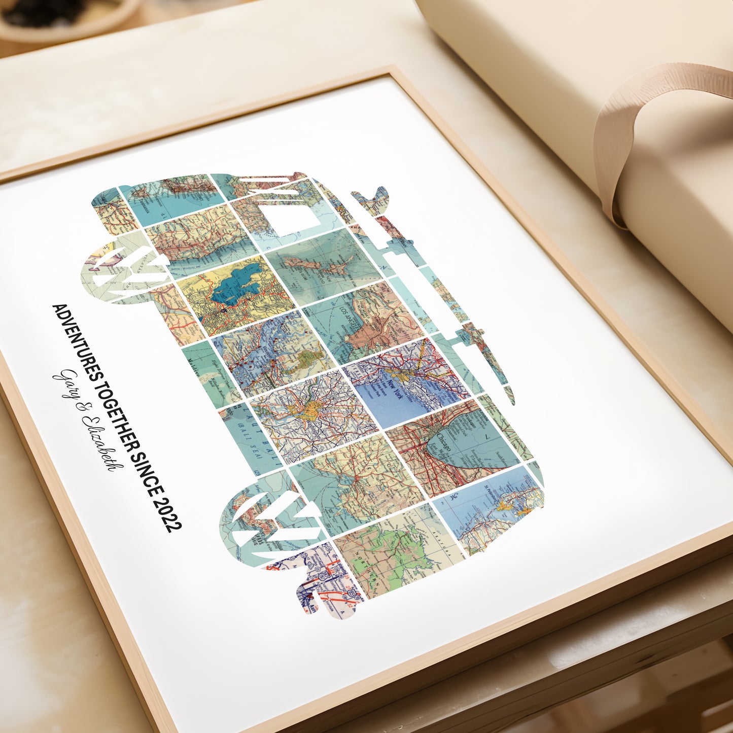 Personalised Travel Map Print (Camper Van)