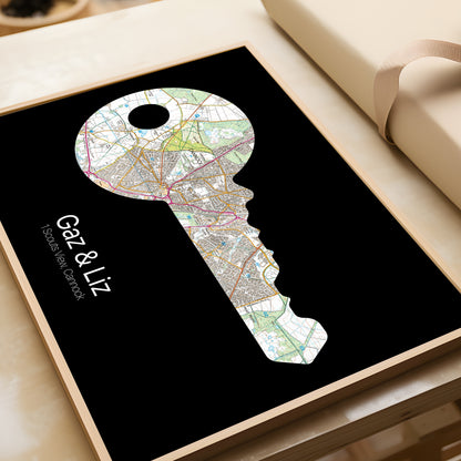 Personalised Door Key New Home Map Print