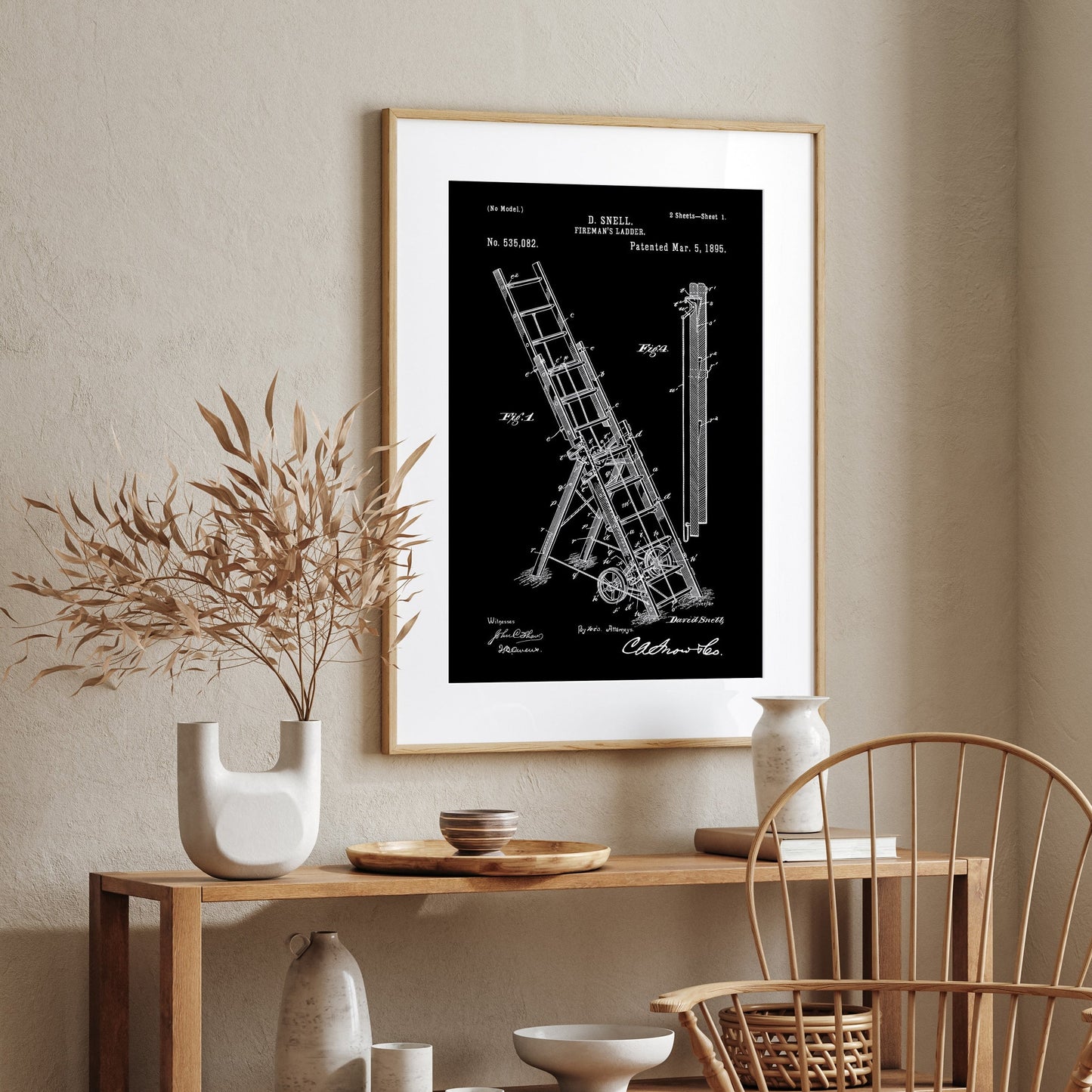 Fireman's Ladder 1895 Patent Print - Magic Posters