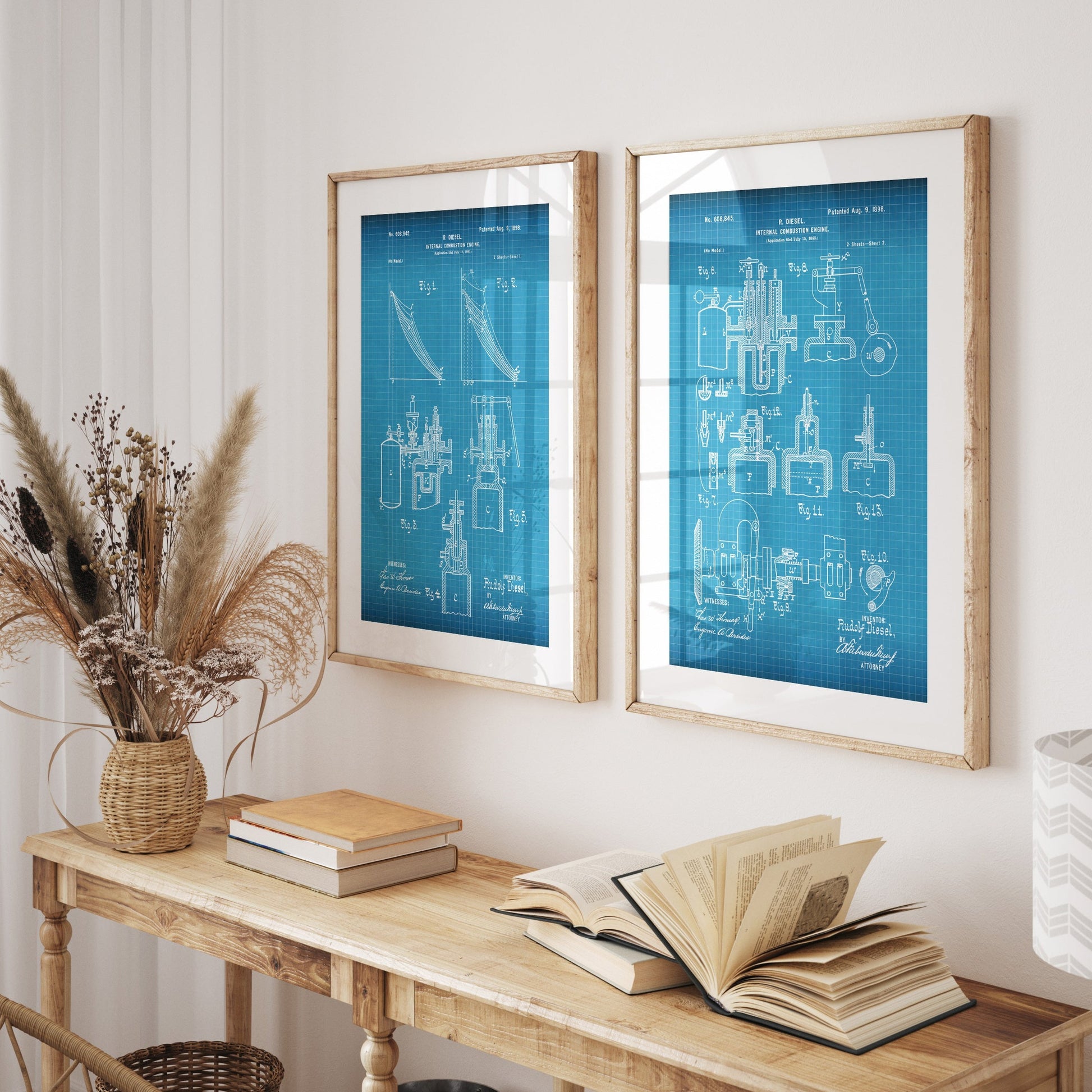 Diesel Combustion Engine Set Of 2 Patent Prints - Magic Posters