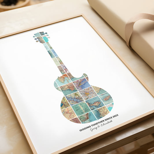 Personalised Music Concert Map Print (Guitar) - Magic Posters