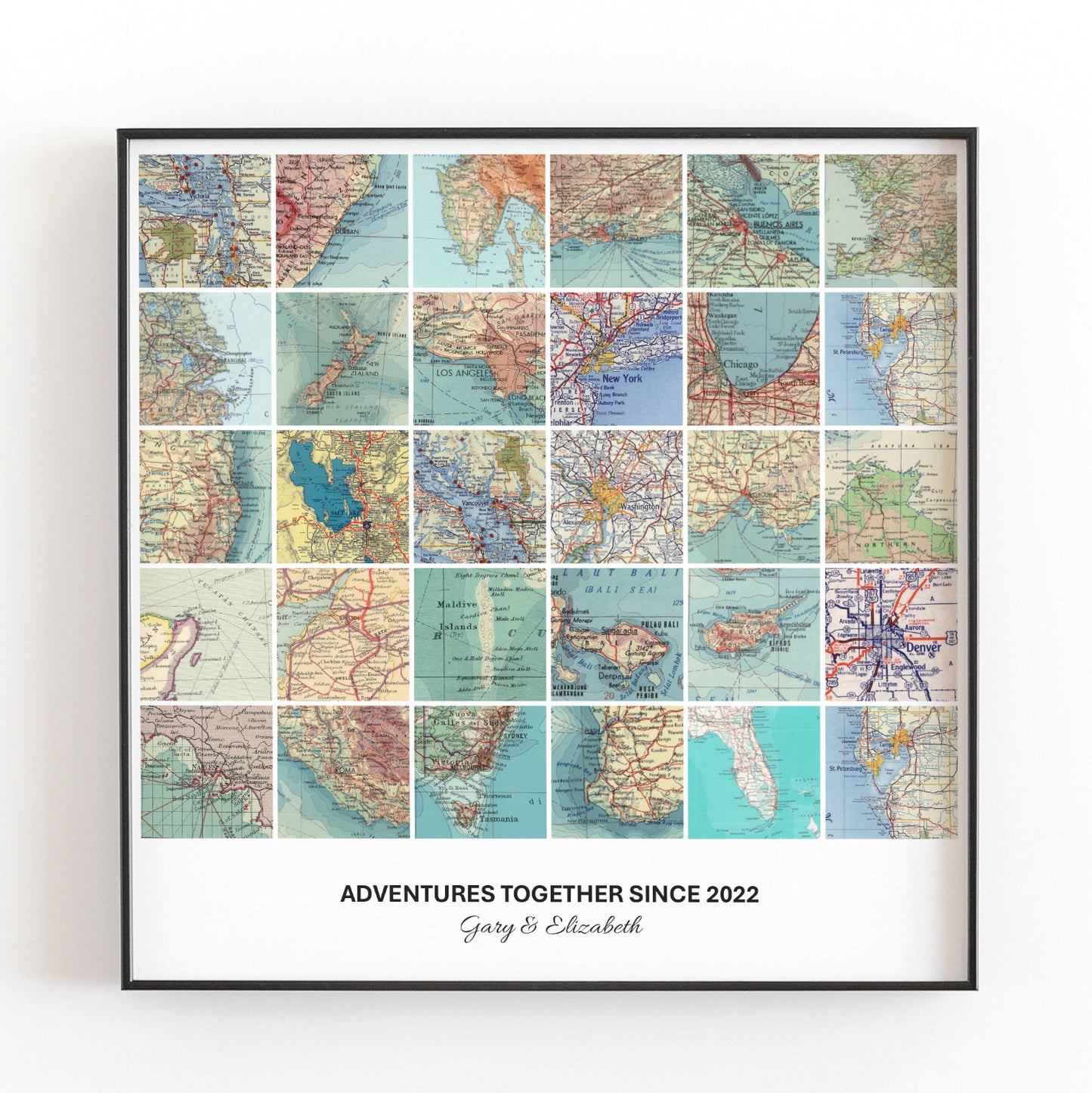 Personalised Travel Map Print (Square) - Magic Posters